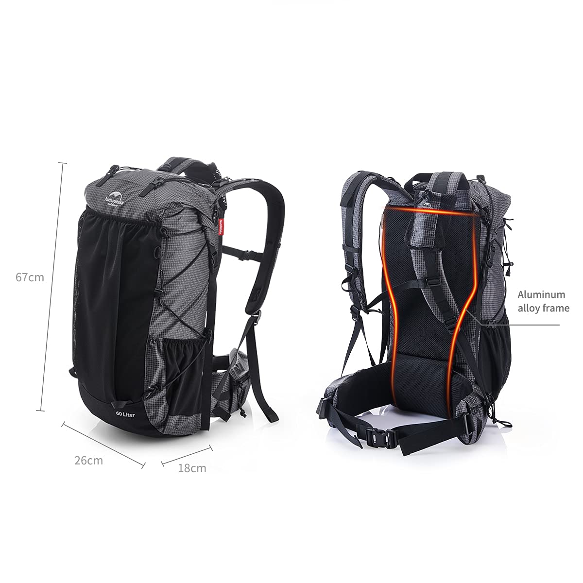 Naturehike 65L Ultralight Internal Frame Hiking Backpack for Camping, Trekking & Travel - Durable Water-Resistant Backpacking Pack for Adults - Perfect for Hiking, Backpacking & Outdoor Adventures