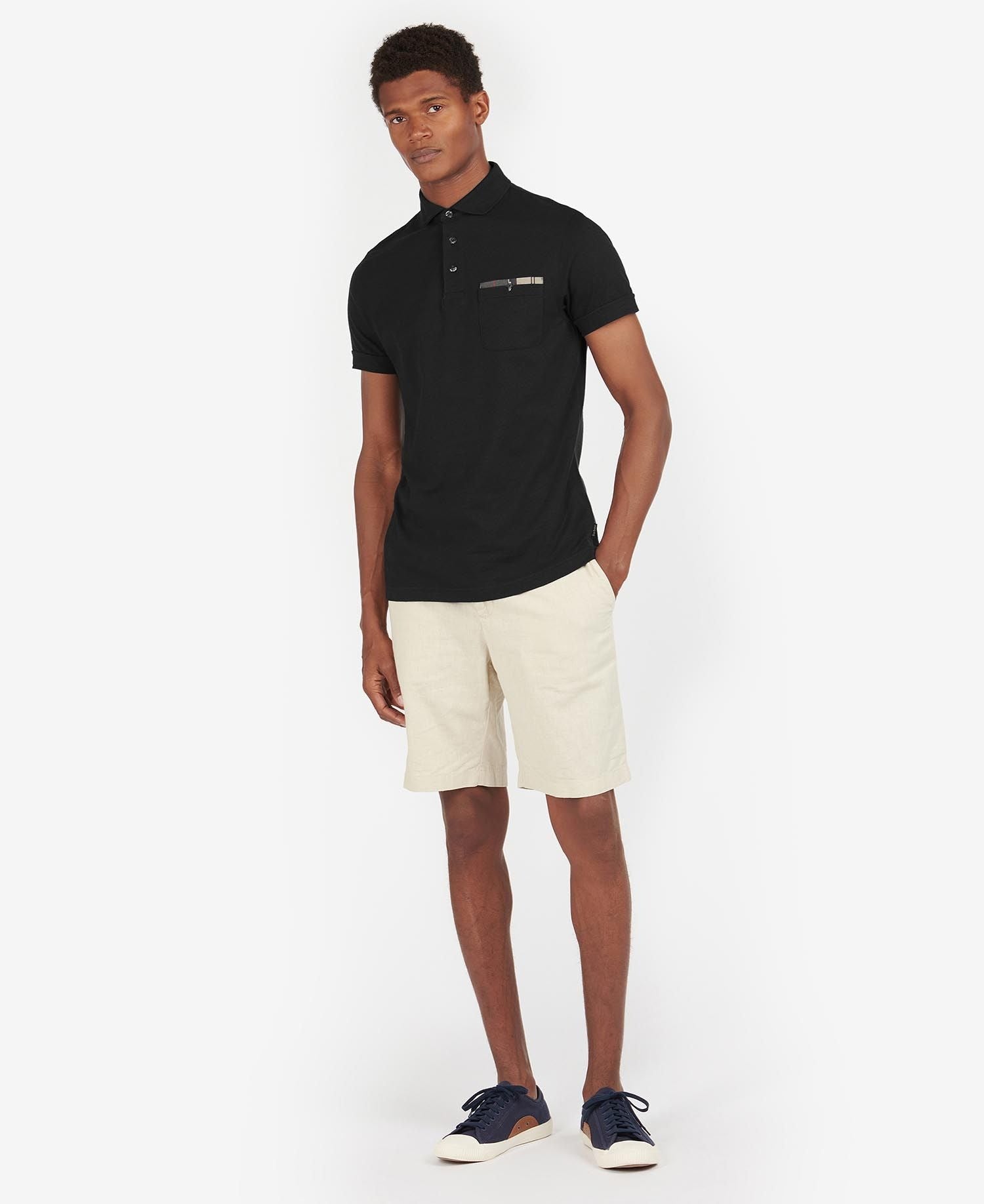 BARBOUR Corpatch Polo Shirt for Men - Classic Black Cotton Casual Wear for Office, Golf & Outdoor Activities