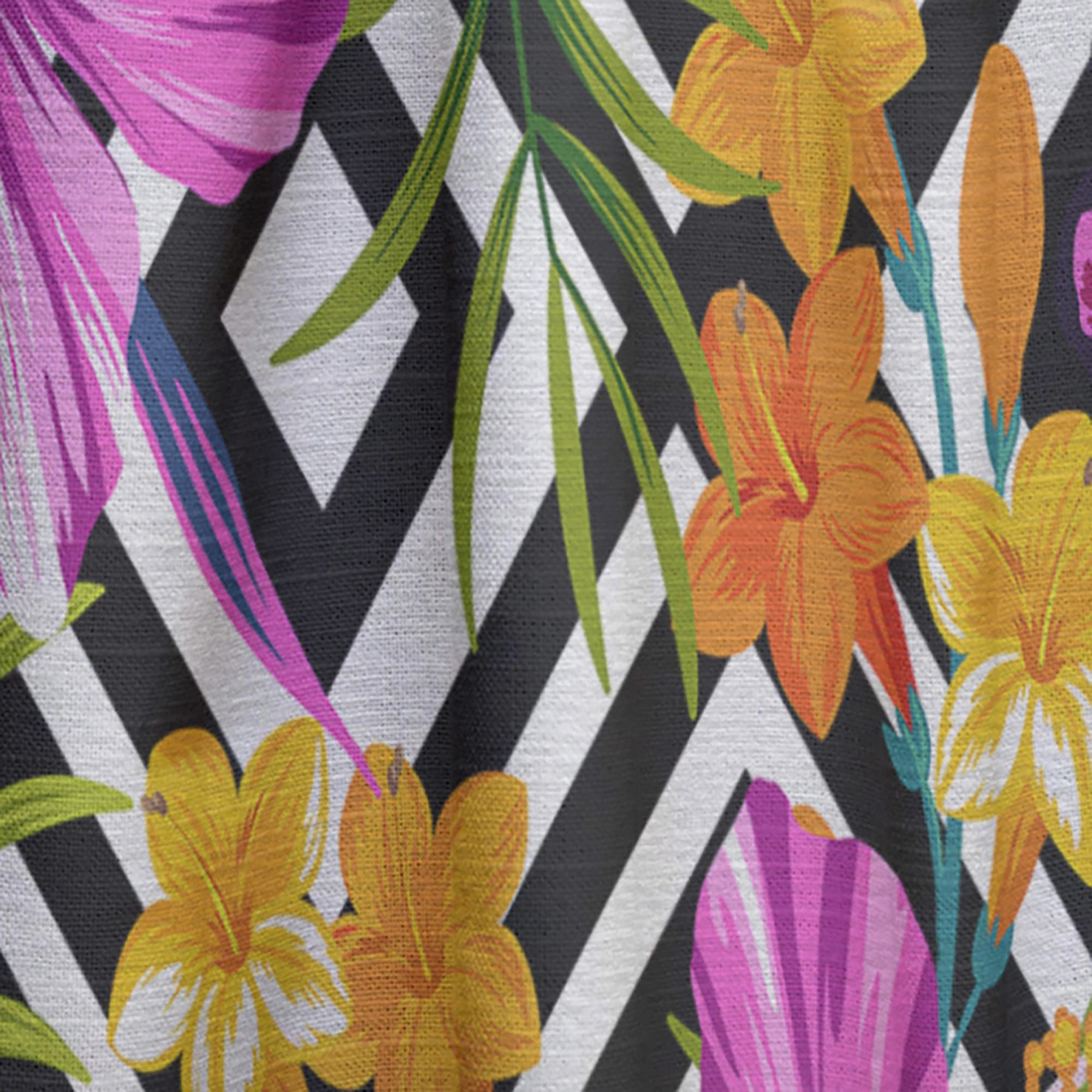 DesignQ Thermal Insulated Curtains - Tropical Foliage & Geometric Pattern Blackout Drapes for Bedroom & Living Room, 52x90 Inch Single Panel - Perfect for Home Decor & Sun Protection