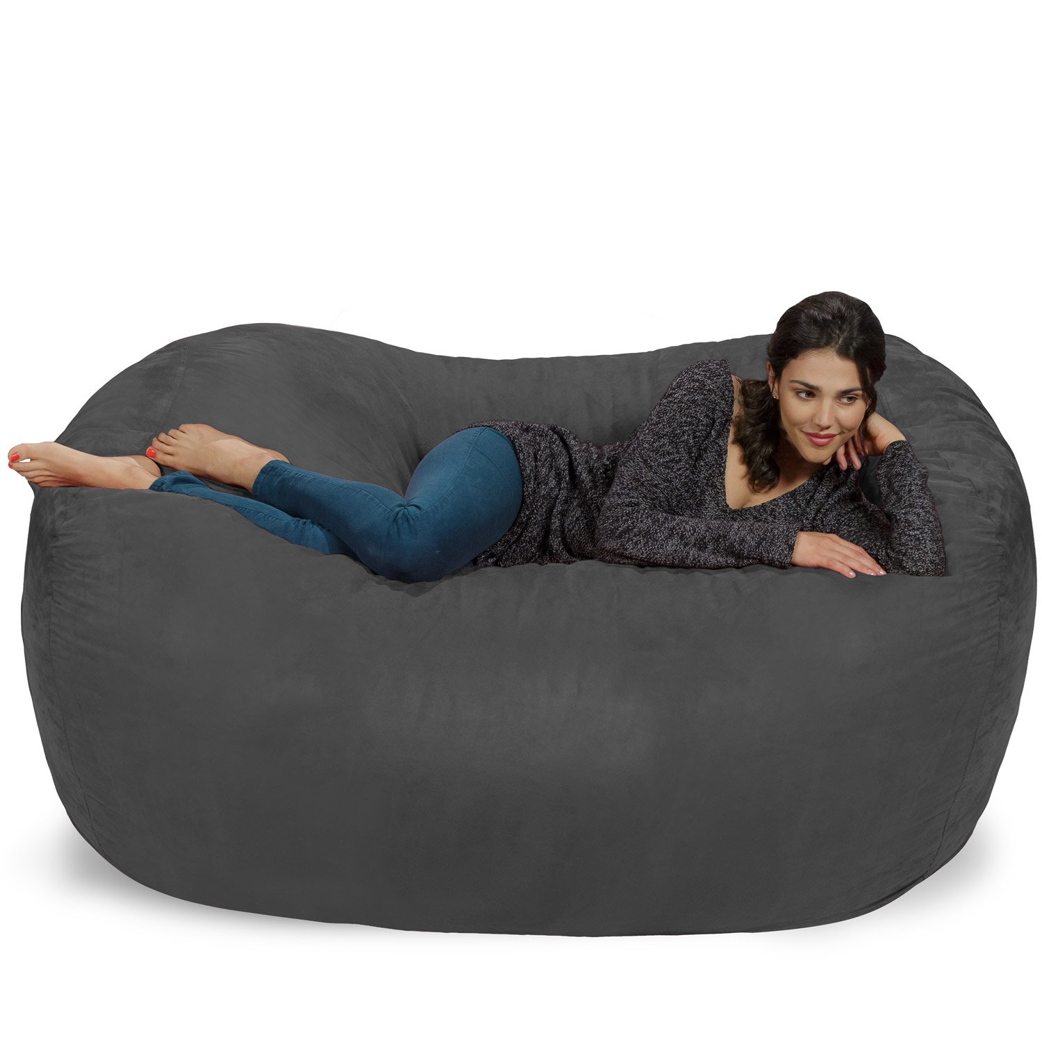 Chill Sack Bean Bag Chair - 6' Large Memory Foam Lounger with Soft Microfiber Cover (Charcoal) | Perfect for Living Room, Game Room & Dorm Relaxation