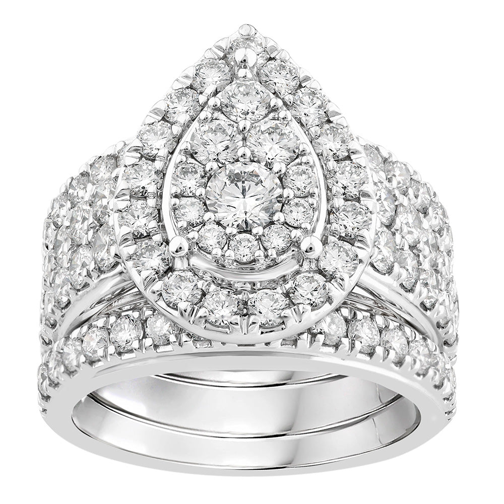 10-Piece White Gold Luminesce Lab-Grown 3 Carat Diamond Ring Set for Women - Perfect for Engagement, Wedding, Anniversary & Special Occasions