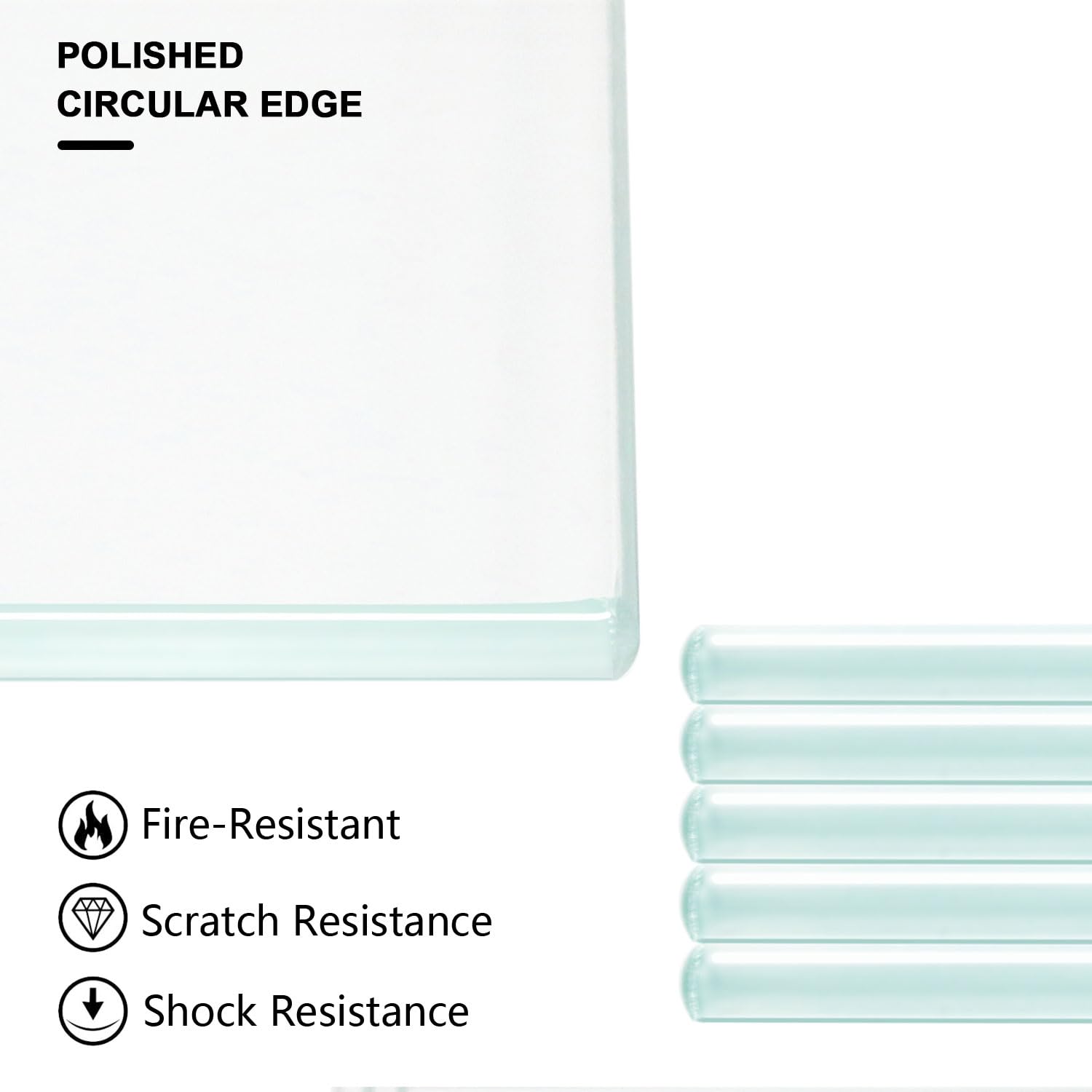 5-Piece Frameless Rectangle Tempered Glass Shelf Set - 14