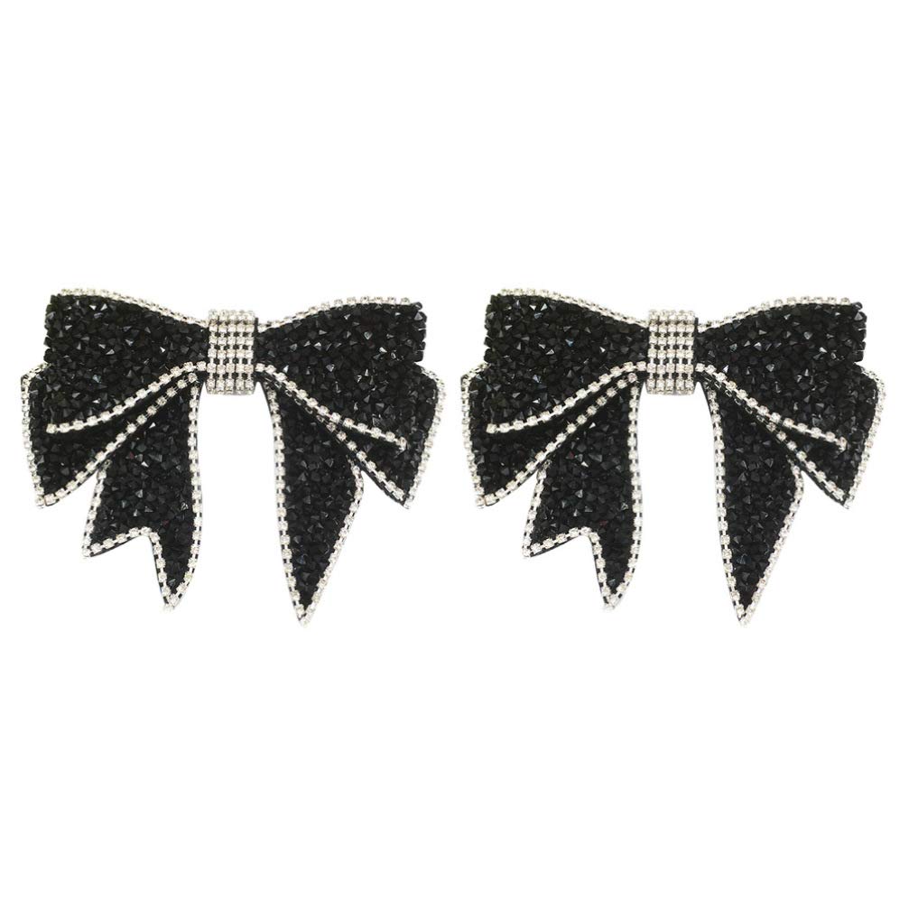 Sparkling Rhinestone Bow Shoe Clips - Crystal Bowknot Patches for Hat, Dress & Wedding Shoes - Elegant Pink Shoe Accessories for Bridal, Prom & Party Outfits