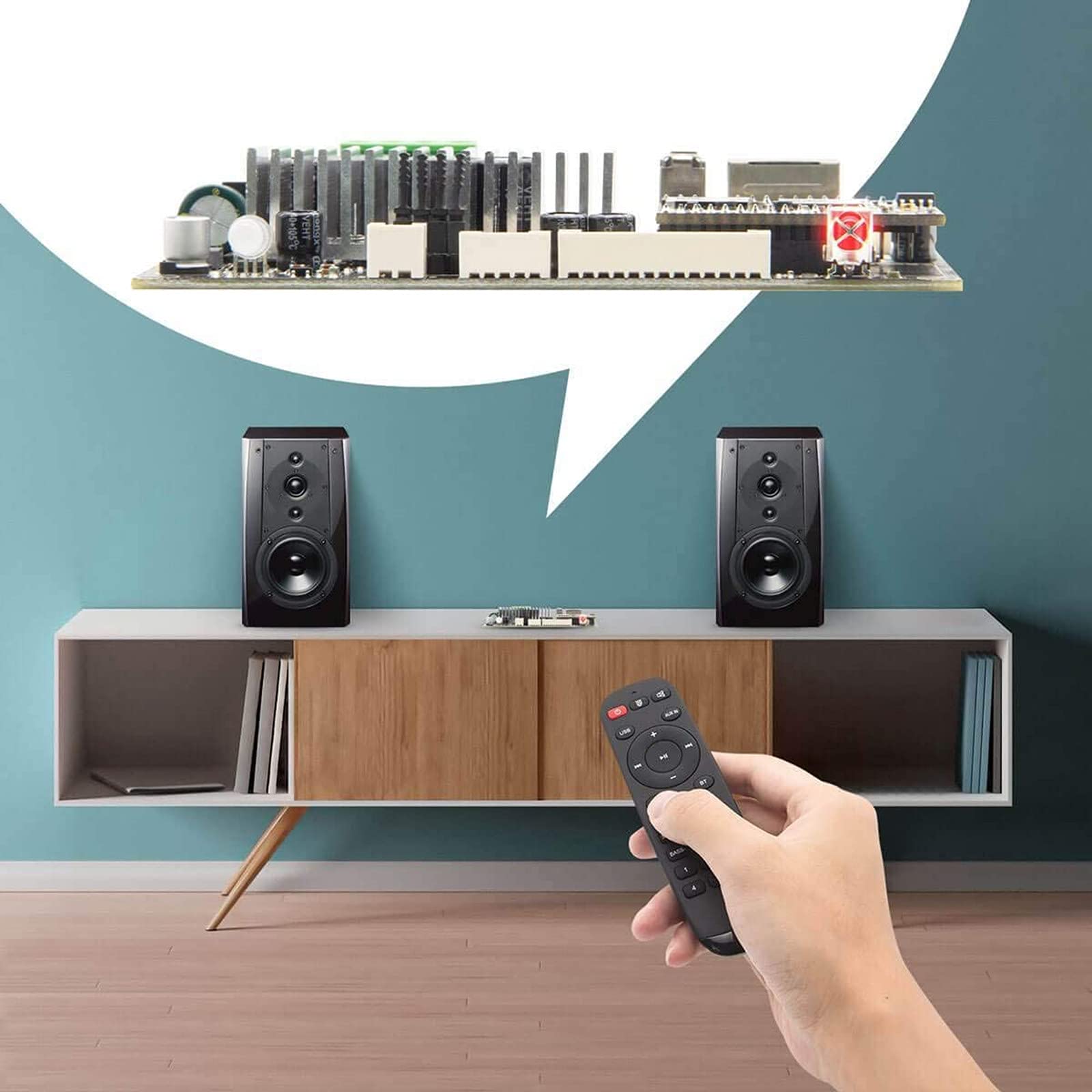 Arylic Up2stream Amp V4 - 50W x 2 Stereo WiFi Bluetooth Amplifier with AirPlay & Spotify Connect | Multi-Zone Streaming Board for DIY Speakers | Perfect for Home Theater, Smart Speakers & Audio Projects