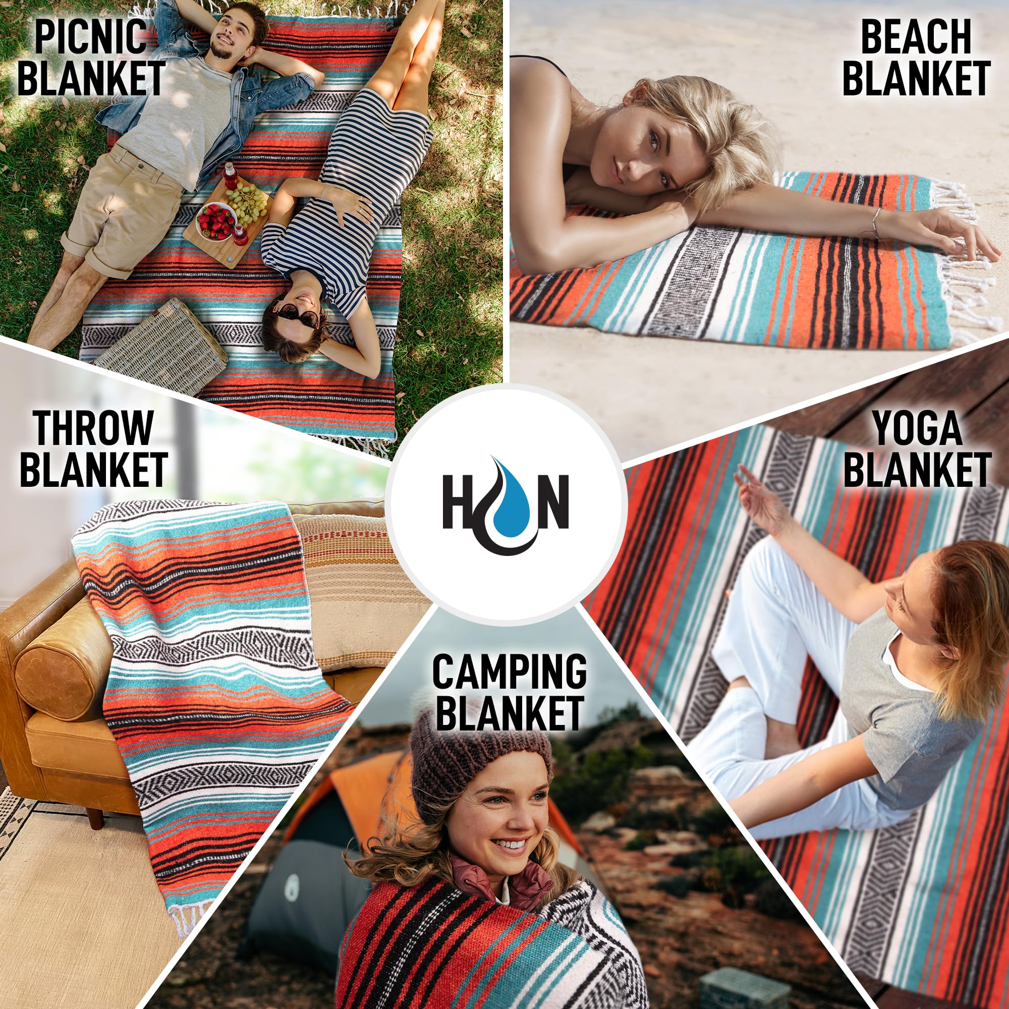 Authentic Large Handwoven Mexican Blanket - Soft & Durable Serape Yoga Blanket 70