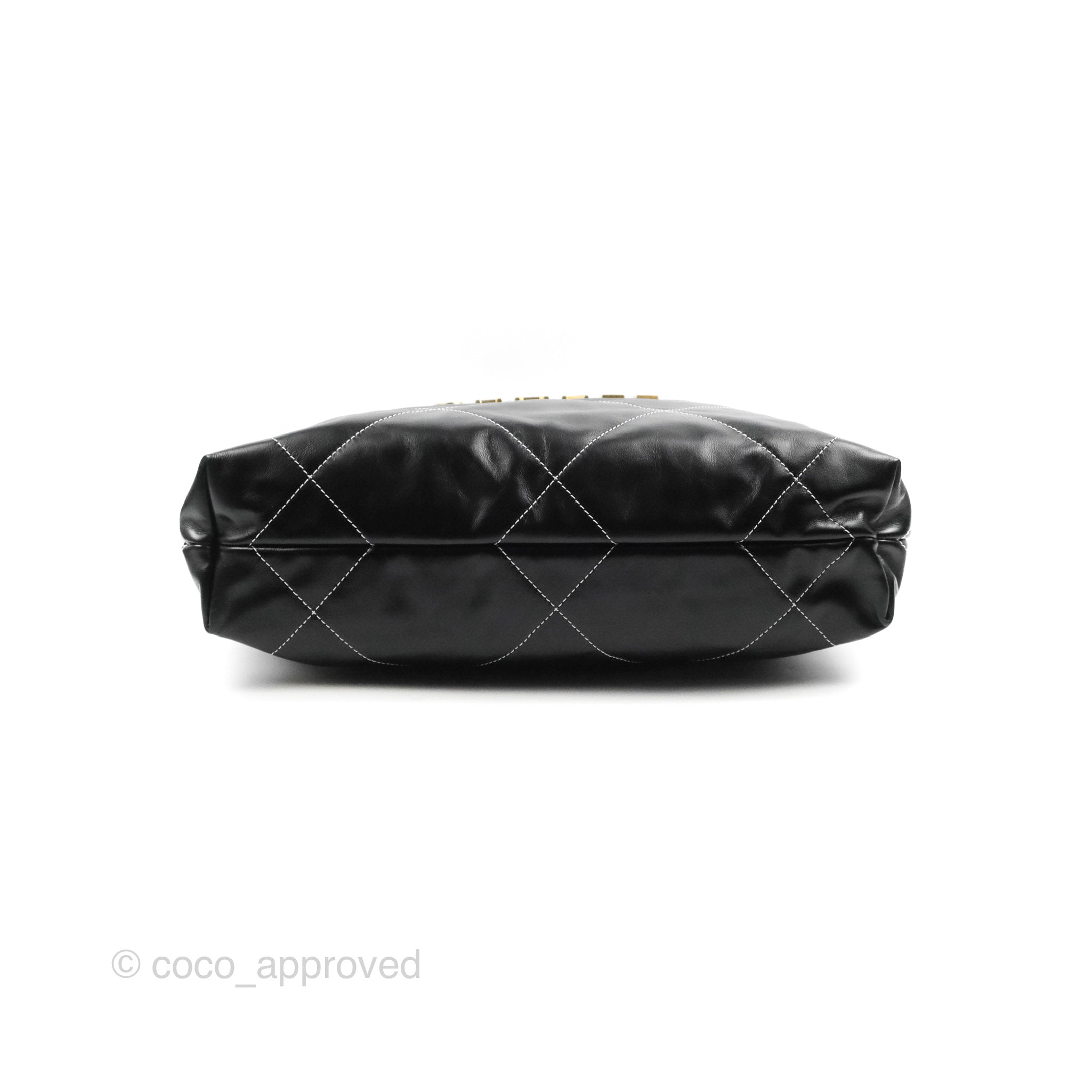 Chanel 22 Small Handbag Black Calfskin Leather with Contrast Stitch & Aged Gold Hardware - Luxury Crossbody Bag for Women, Perfect for Date Night & Evening Events