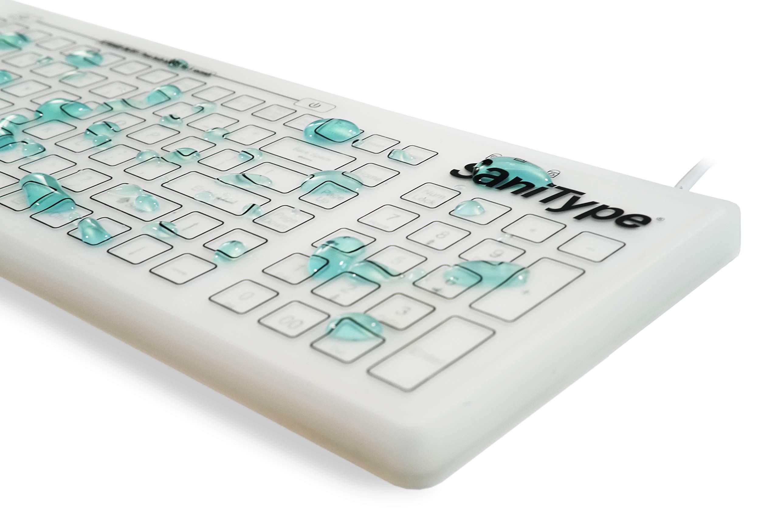 Washable USB Keyboard with ON/OFF Switch - Spill-Proof & Easy to Clean Flat Surface Design (White) | Perfect for Office, Home & Gaming | KBSTRC106SC-W