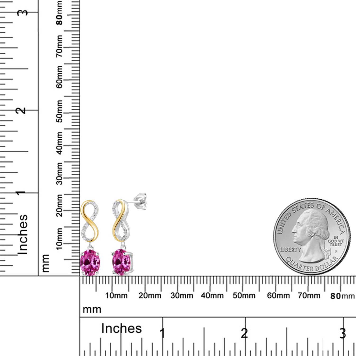 Gem Stone King 8X6MM Oval Cut Dangle Infinity Earrings for Women - Genuine Birthstone & Lab Grown Diamond in 925 Silver or 10K Yellow Gold | Elegant Fine Jewelry Gift for Her, Mom, Wife | Perfect for Weddings, Anniversaries & Special Occasions
