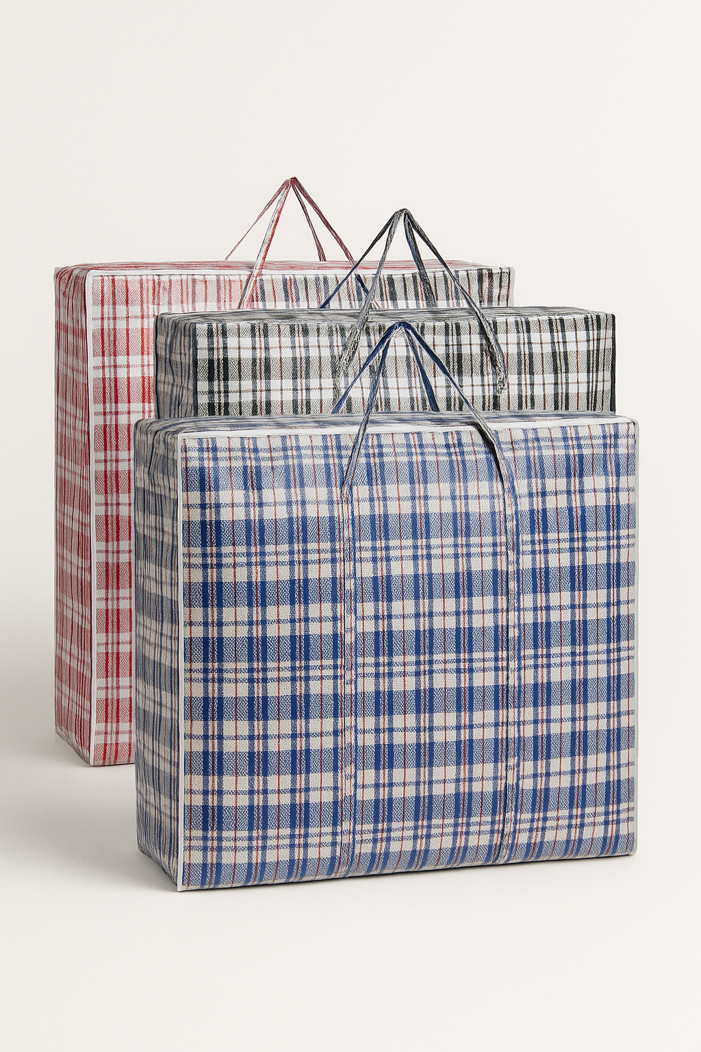 12 Pack Extra Large Striped Storage Bags with Zipper - 78x90x25cm for Travel, Shopping, House Moving & Organization | Durable Reusable Packing Solution