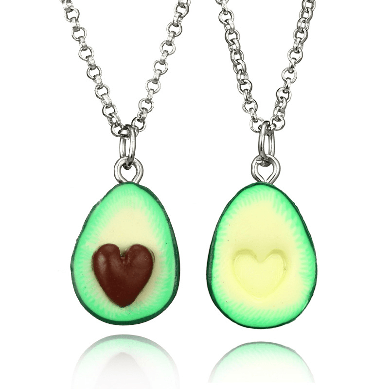 BFF Avocado Halves Necklace - Best Friend Matching Jewelry for Women - Cute Fruit Pendant Gift for Her - Perfect for Birthdays, Anniversaries & Everyday Wear