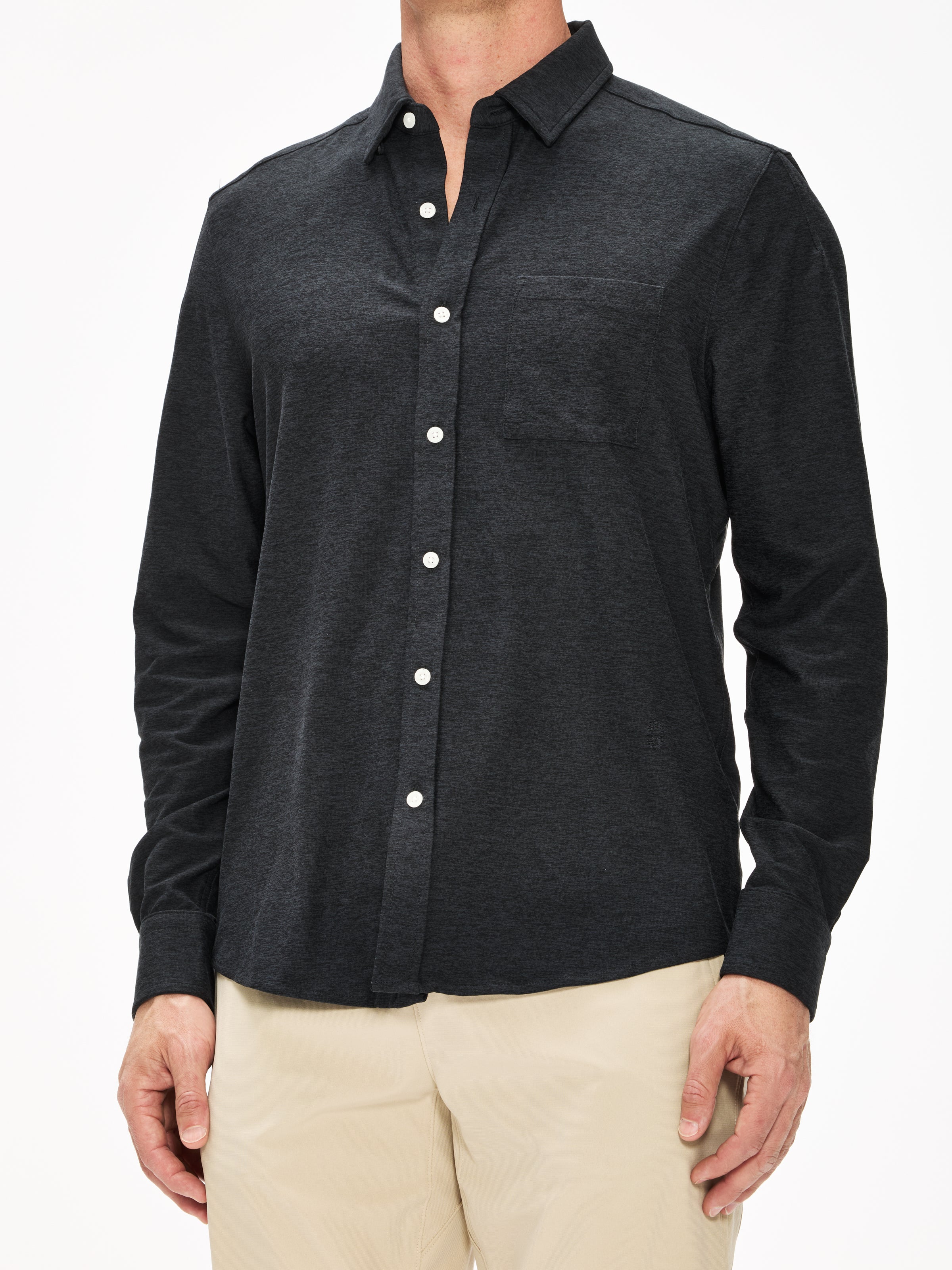 Rhone Men's Work From Home Shirt - True Black - Comfortable & Breathable Office Casual Wear for Remote Work & Video Calls