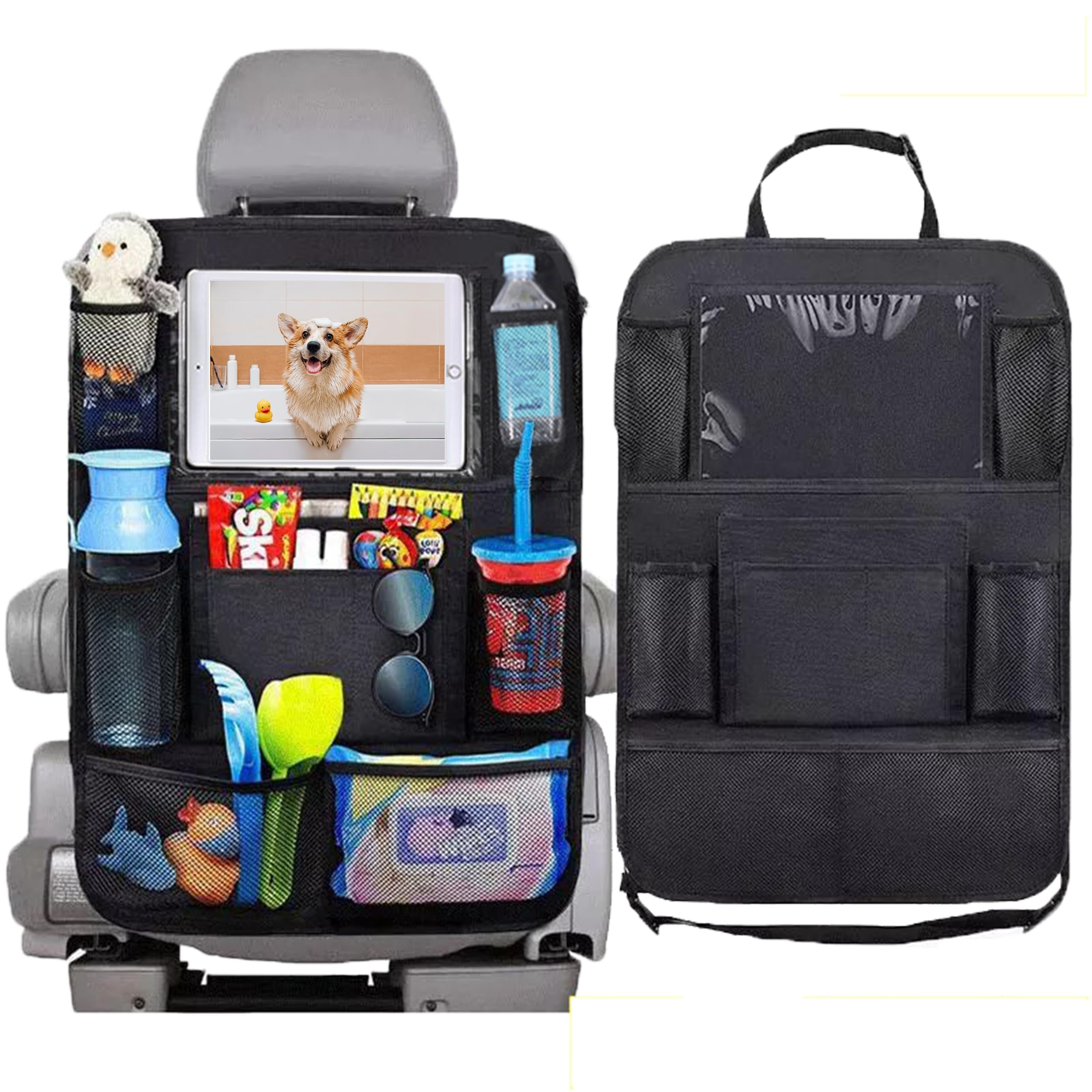 Backseat Car Organizer with Thickest Padding & Car Seat Protector (1-Pack) - Premium Car Travel Accessories for Kids, Pets & Road Trips