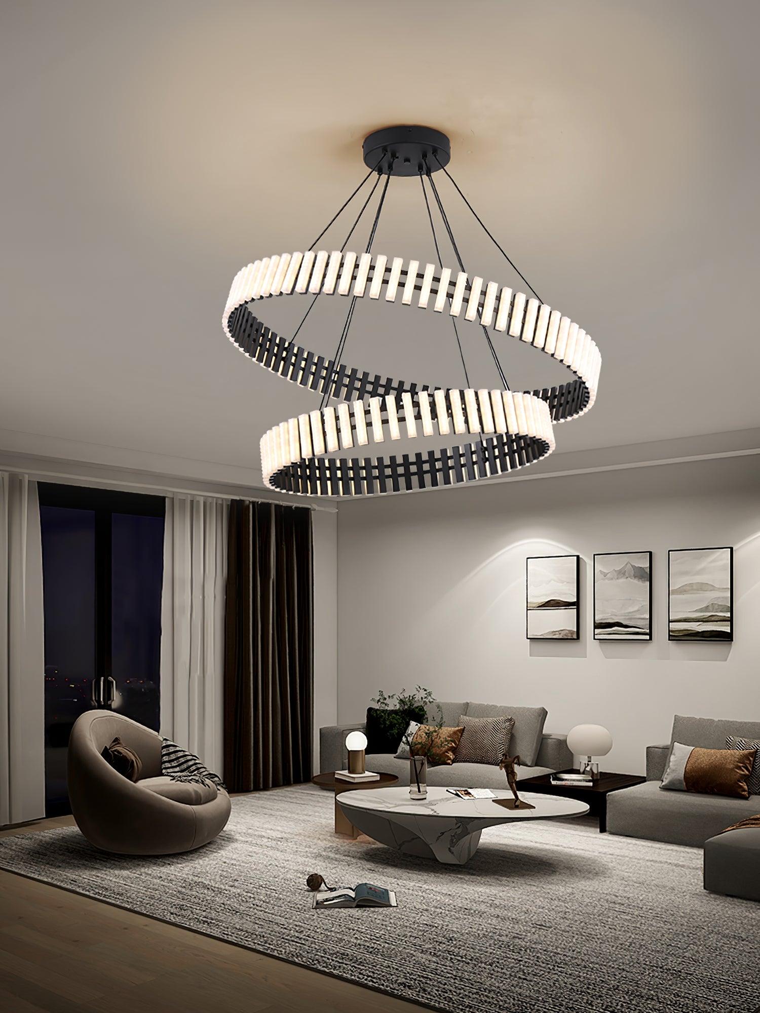 Modern LED Hanging Chandelier Light Fixture - Dimmable Crystal Ceiling Pendant Lamp for Dining Room, Bedroom, Living Room Decor - Perfect for Home, Restaurant, Hotel Lighting