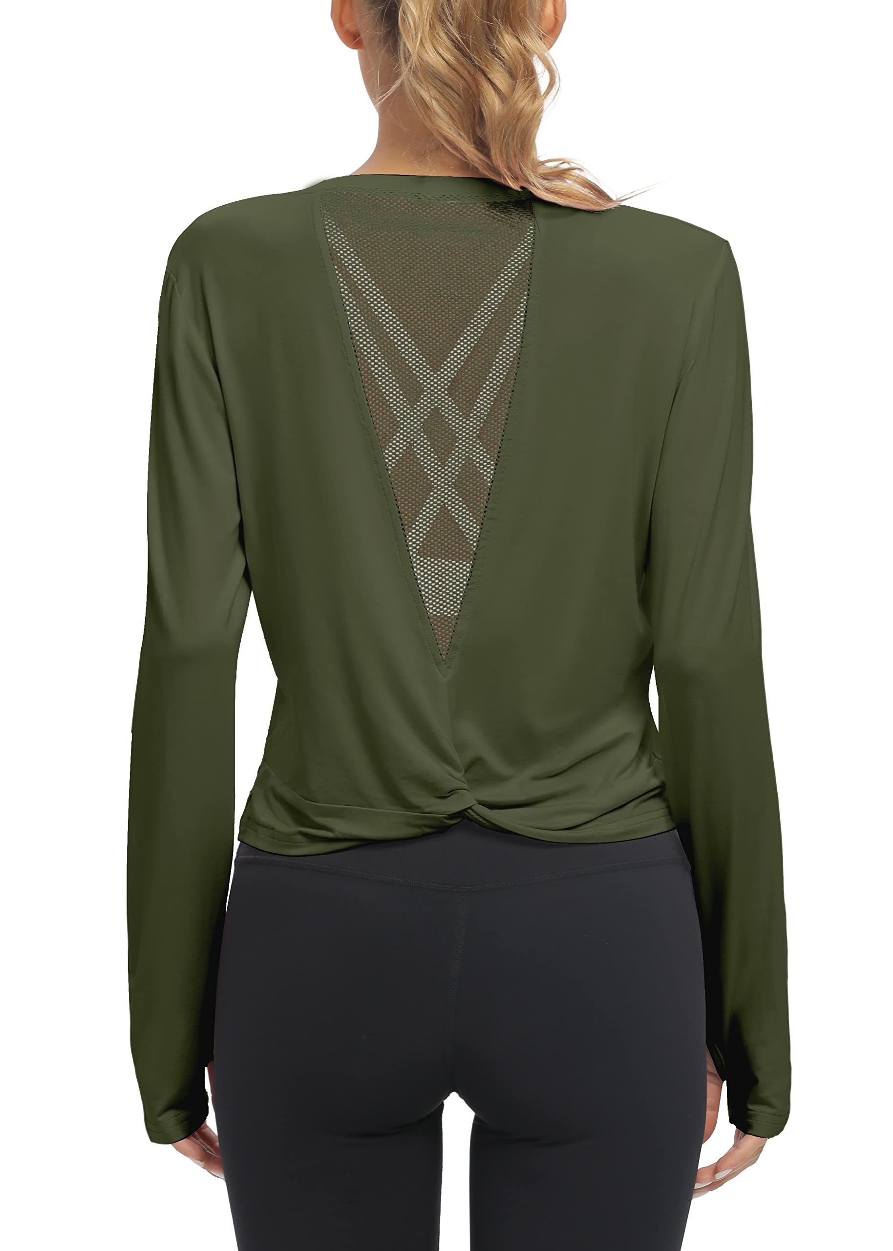 Women's Mippo Long Sleeve Workout Tops - Slightly Cropped Athletic Shirts for Yoga, Running & Gym | Perfect Pair with Leggings for Active Lifestyle