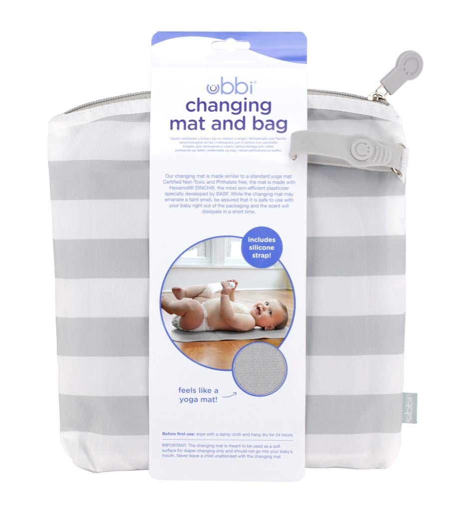 Ubbi On The Go Diaper Changing Mat and Bag - Portable Baby Changing Station for Travel, Gray | Perfect for Diaper Bags, Strollers, and On-the-Go Parents