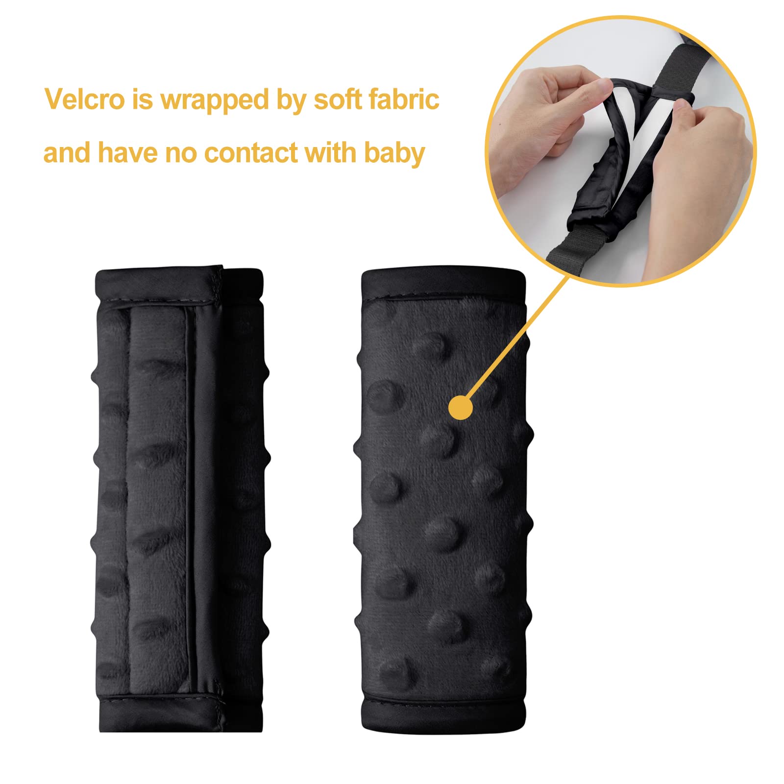 Pro Goleem Soft Baby Car Seat Strap Covers - Universal Shoulder Pads for Car Seats, Strollers & Pushcars - Black - Ideal for Comfort & Safety on Road Trips & Daily Commutes