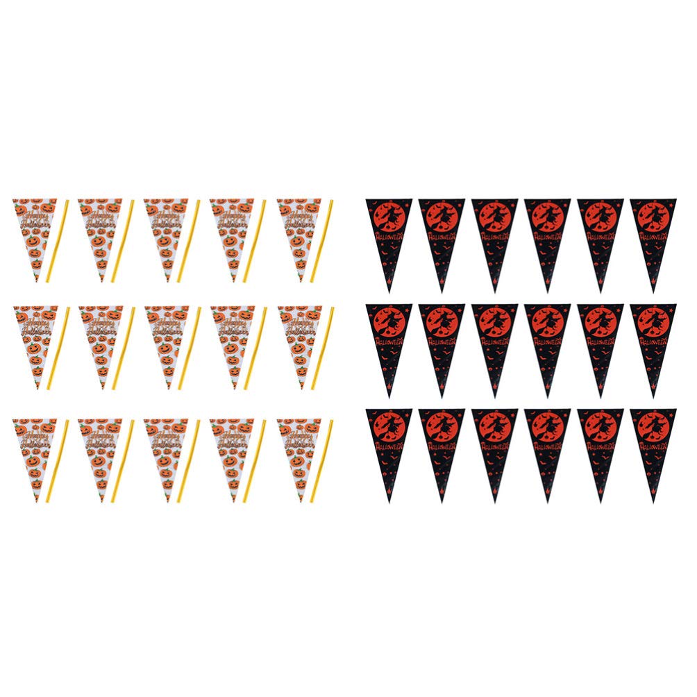 ARTIBETTER 300PCS Clear Plastic Triangle Candy Bags with Ties - Halloween Treat Bags for DIY Candy Packaging, Sweets, Snacks & Party Favors | Perfect for Halloween Parties, Birthday Gifts & Holiday Treats