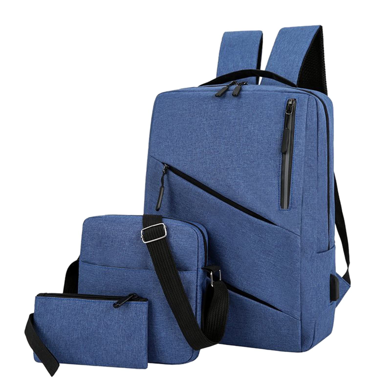 Men's Waterproof Backpack - 20L Business Laptop Bag with Shoulder Strap, Casual 3-Piece Solid Color Set for Work, Travel & Daily Use