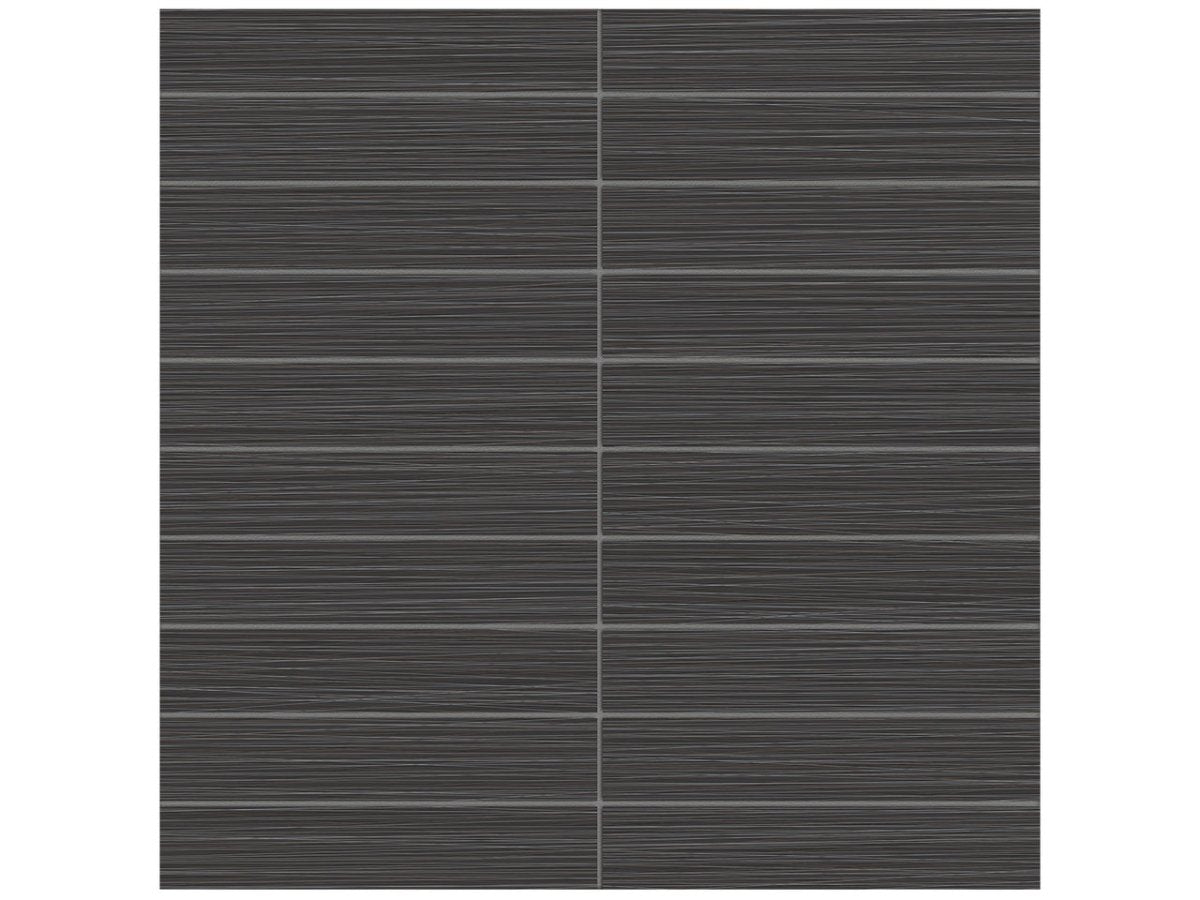 1 X 6 In Stacked Zera Annex Carbon Matte Porcelain Mosaic Tile - Modern Matte Black Wall & Floor Tile for Kitchen Backsplash, Bathroom, Shower, and Fireplace
