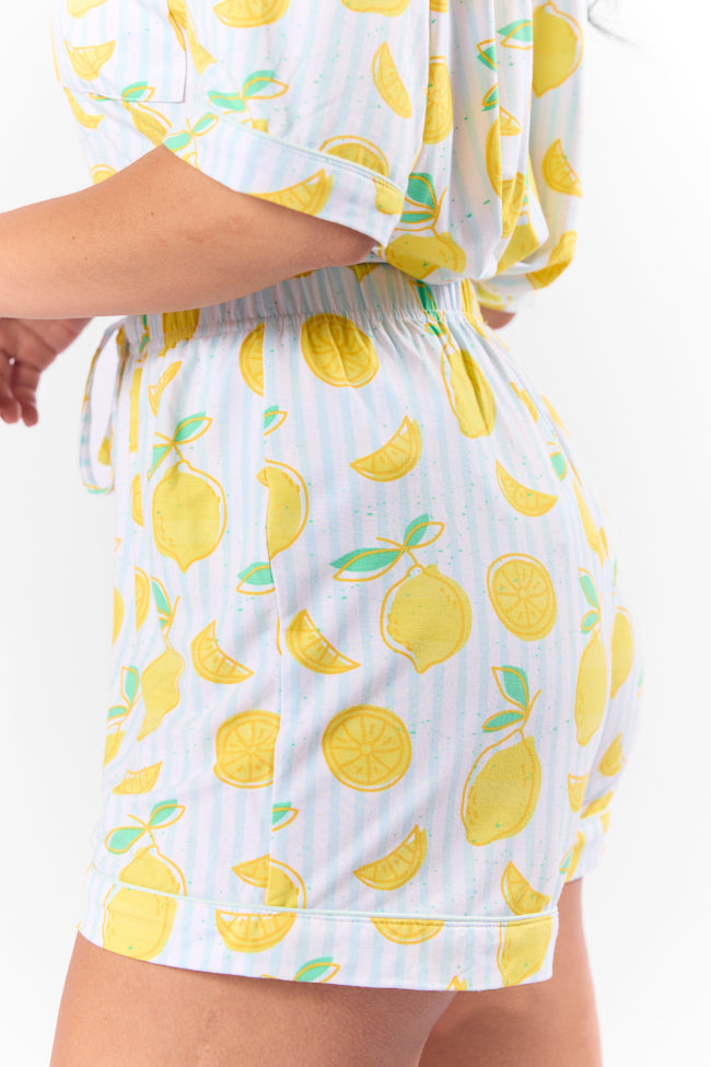 Under the Stars Lemon Print Pajama Shorts - Soft & Comfortable Sleepwear for Women - Perfect for Summer Nights, Lounging & Sleepovers