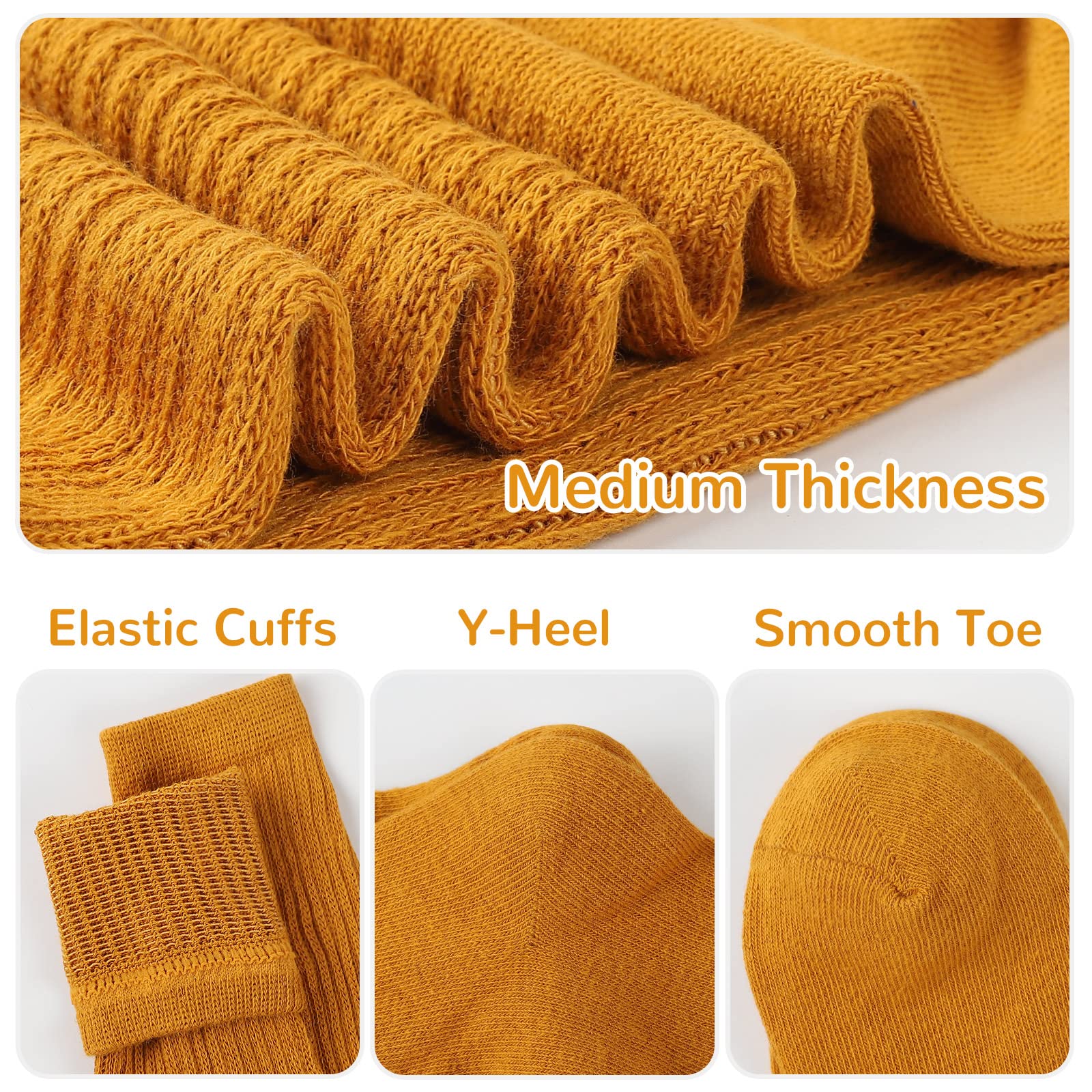 BOOPH 9 Pairs Kids Girls Slouch Socks - Knee High Athletic Crew Socks for Toddler & Baby Girls - Soft & Comfortable for School, Sports & Everyday Wear