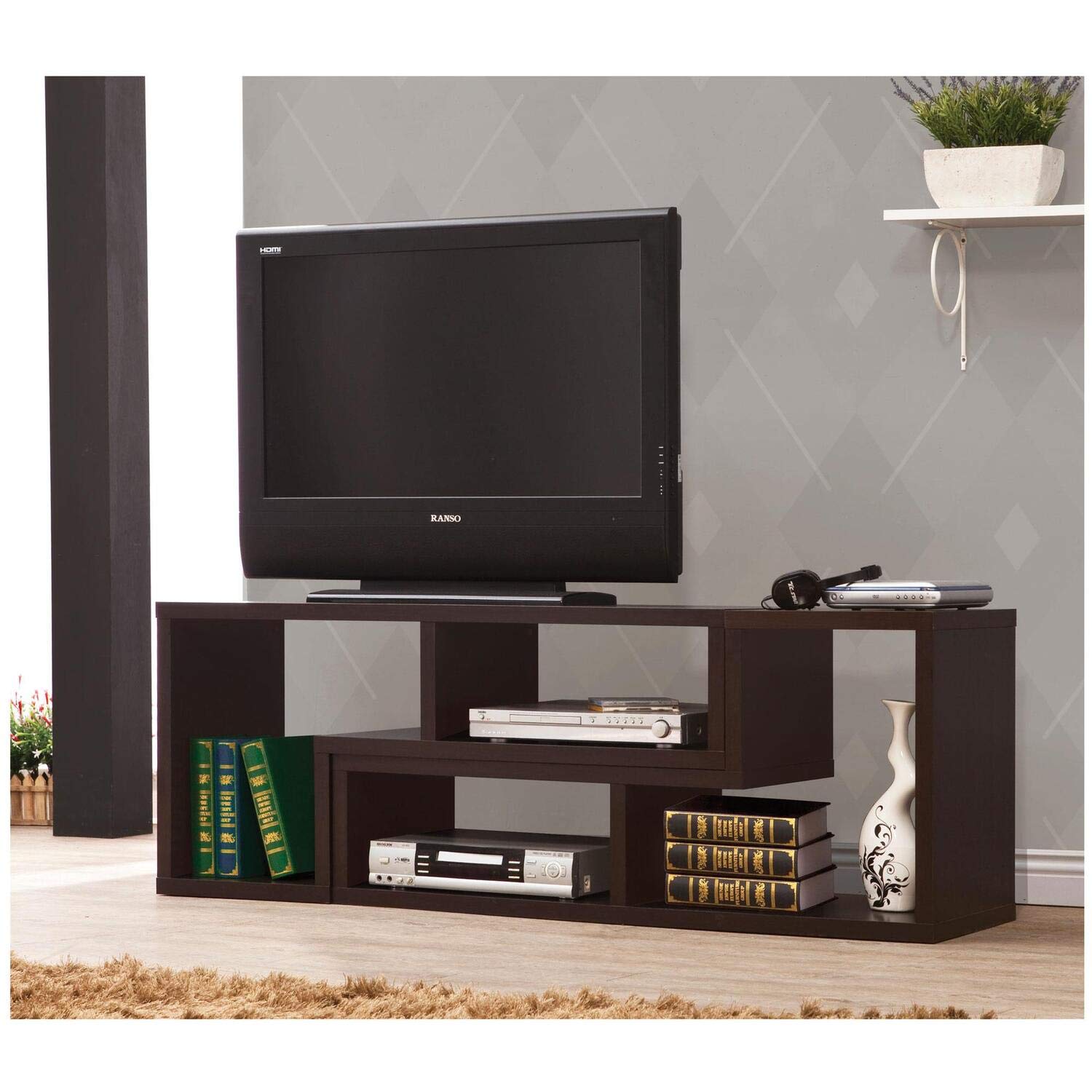 Convertible TV Stand and Bookcase Combo in Cappuccino Finish - Coaster Furniture 800329 - Perfect for Living Room, Home Theater, and Office Storage