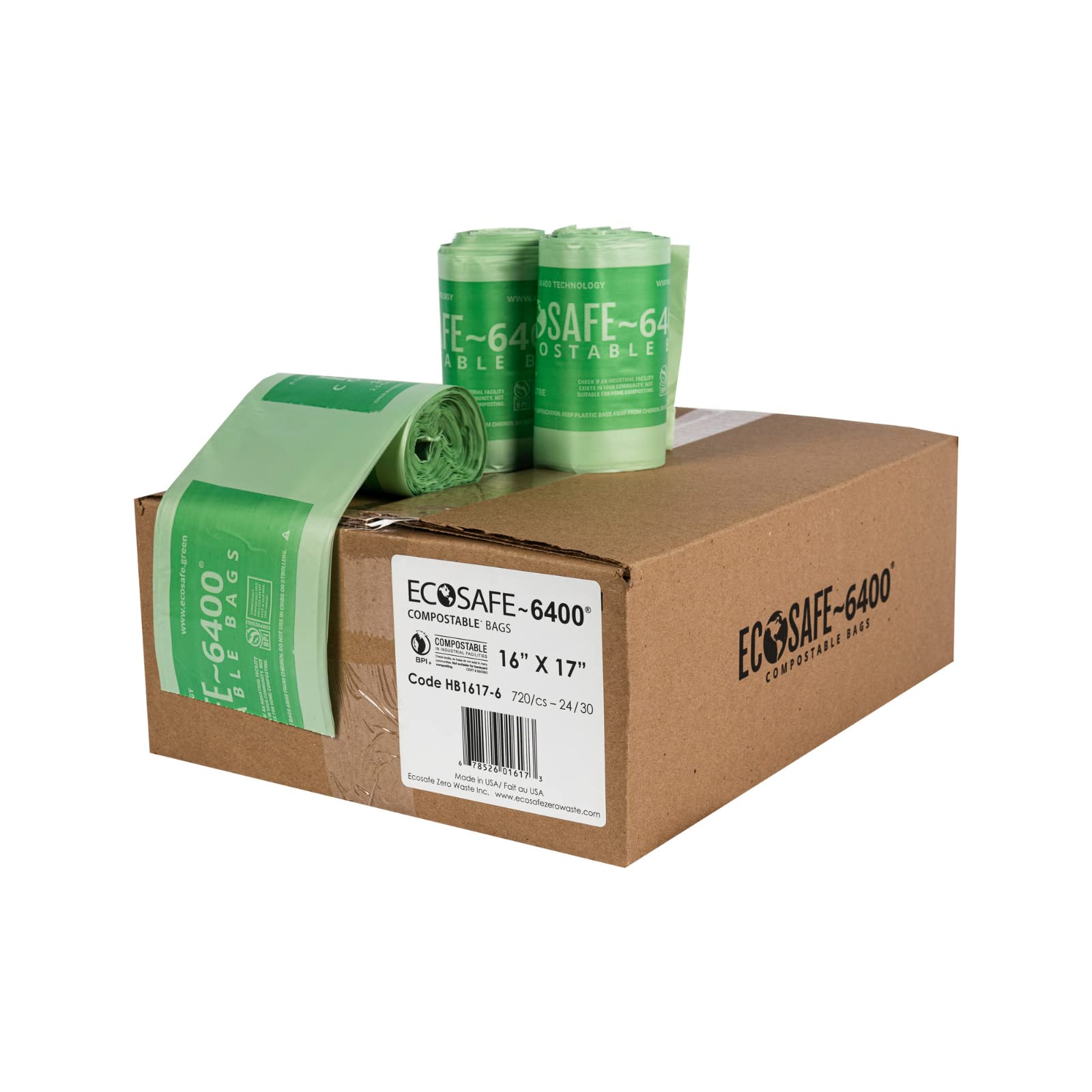 EcoSafe-6400 HB1617-6 Certified Compostable Bags - 16x17