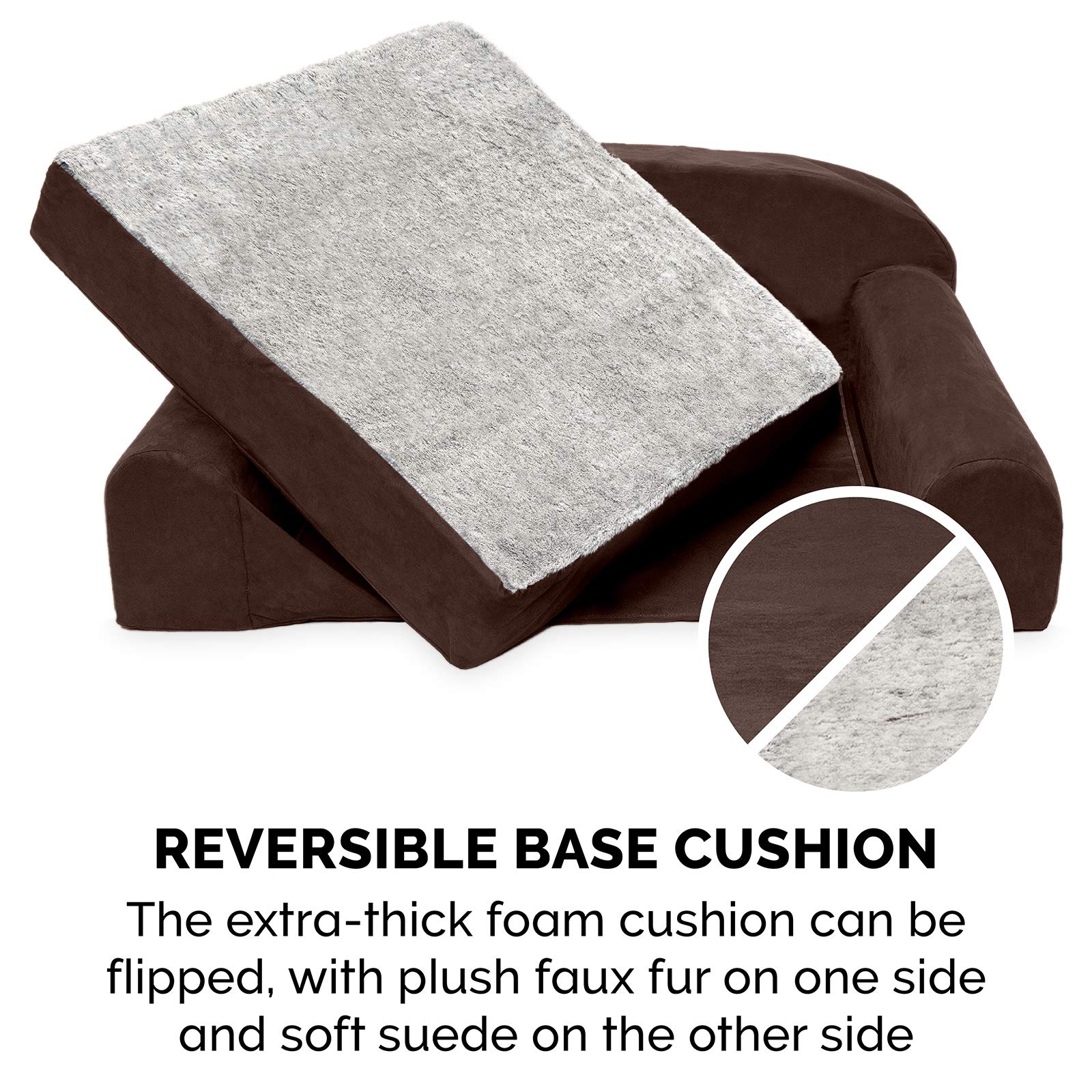 Furhaven Orthopedic Dog Bed for Large Dogs - Washable Cover & Reversible Cushion - Luxury Faux Fur Sofa for Pets Up to 200 lbs - Perfect for Home & Office Use