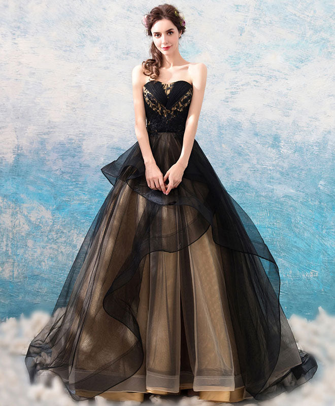 Elegant Black Sweetheart Neckline Tulle Long Prom Dress - Formal Evening Gown for Homecoming, Ball, and Special Occasions