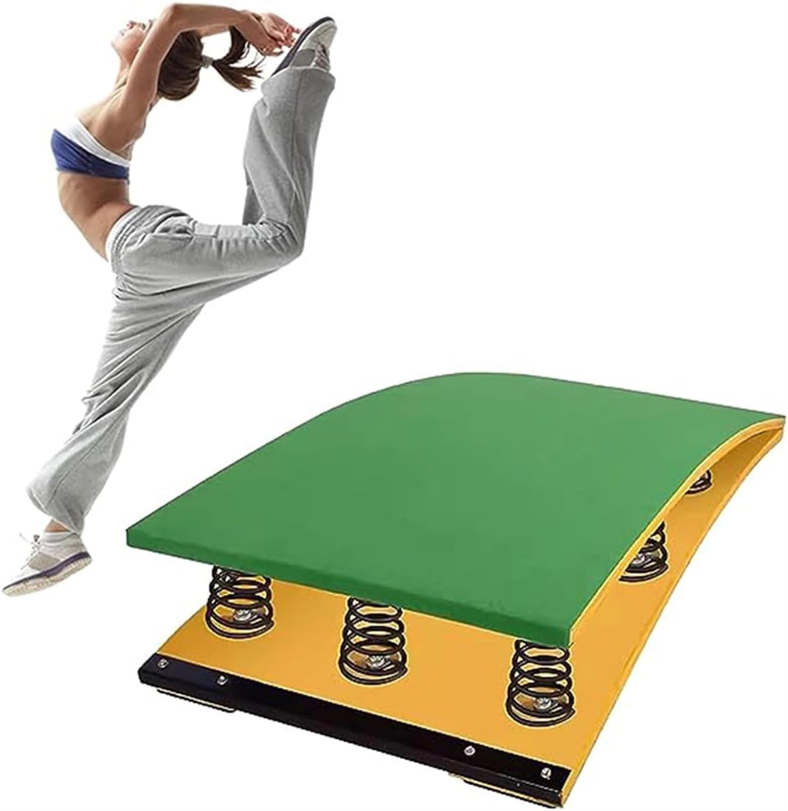 ZYMEN Professional Gymnastics Springboard for Kids & Juniors - Heavy Duty Curved Vaulting Board with Steel Springs, Anti-Skid Jump Pad & Thick Foam - Perfect for Home Training, Gymnastics Clubs & School Practice