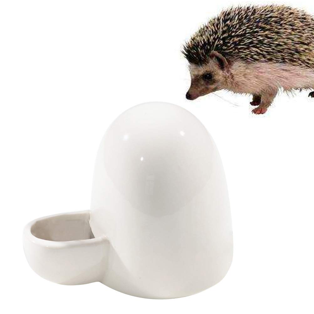 ULTECHNOVO Ceramic Pet Water Feeder - Small Animal Drinking Fountain for Guinea Pigs, Hamsters, Hedgehogs | Leak-Proof Water Bottle & Food Bowl Combo | Perfect for Cages, Travel & Home Use (White)