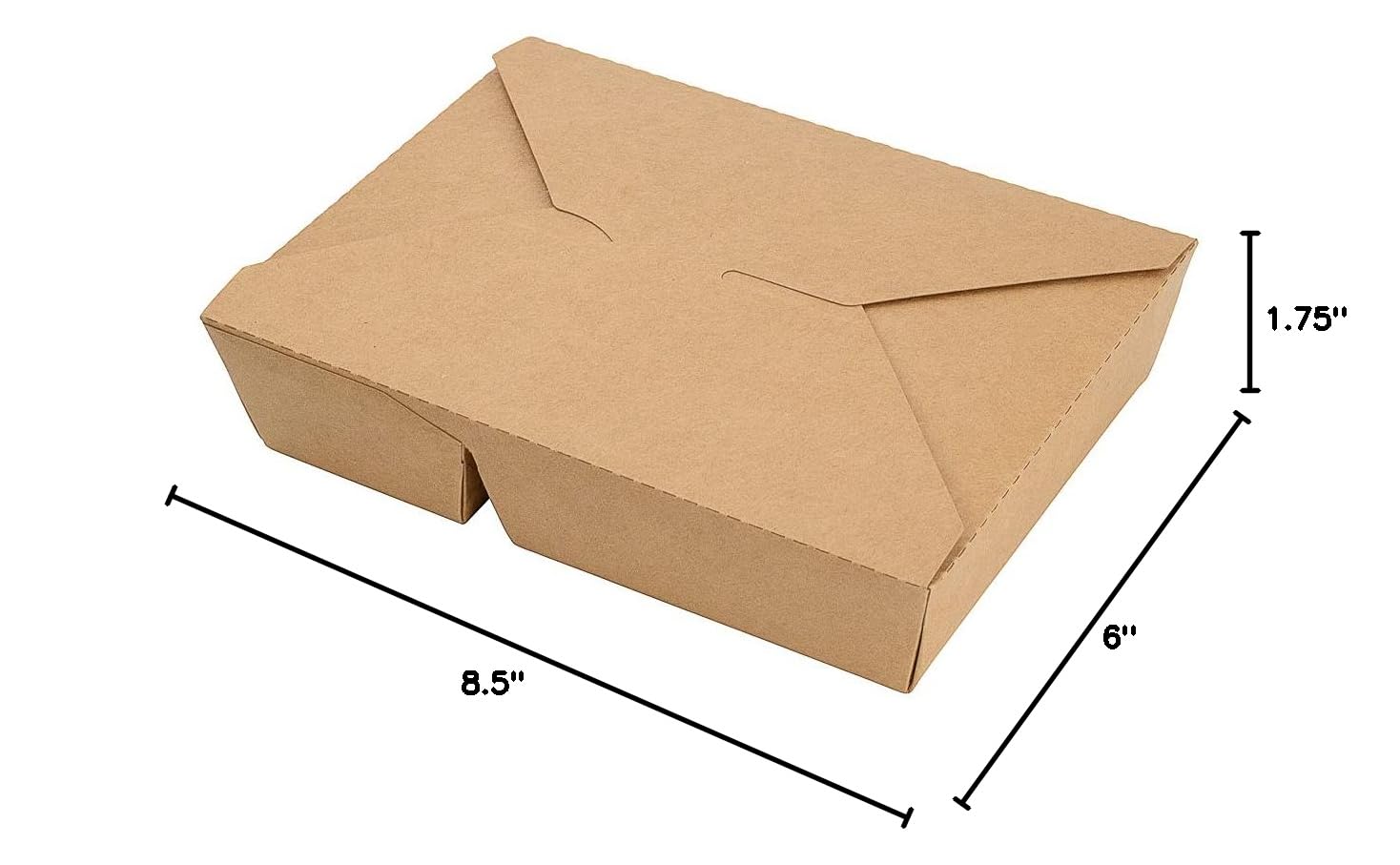 Eco-Friendly 50oz Kraft Paper Take Out Containers - 200 Pack of 2-Compartment Greaseproof Food Boxes with Secure Tab-Lock Closure | Perfect for Restaurants, Catering & Meal Prep | Safe for Hot/Cold Foods, Burgers, Salads & Leftovers
