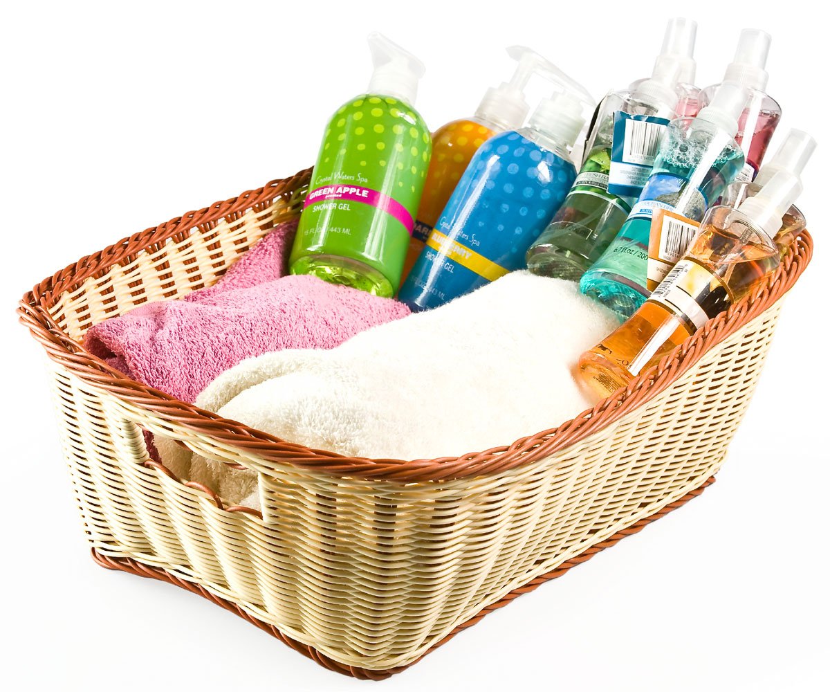 Displays2go 6-Pack Rectangular Baskets with Handles - Perfect for Home Organization, Office Storage & Retail Display