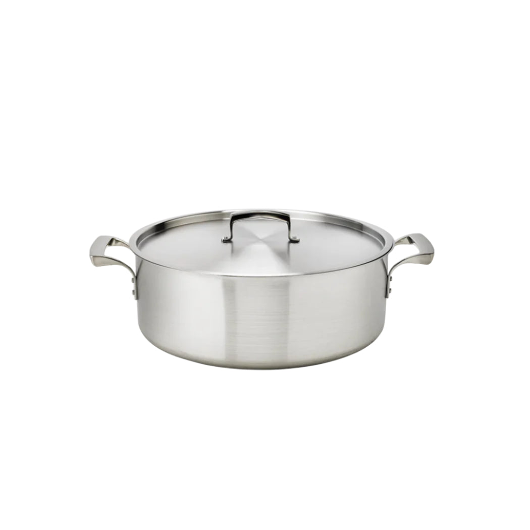 Thermalloy 8 Quart Stainless Steel Braiser Pan with Lid - Perfect for Searing, Braising & Slow Cooking in Oven or Stovetop