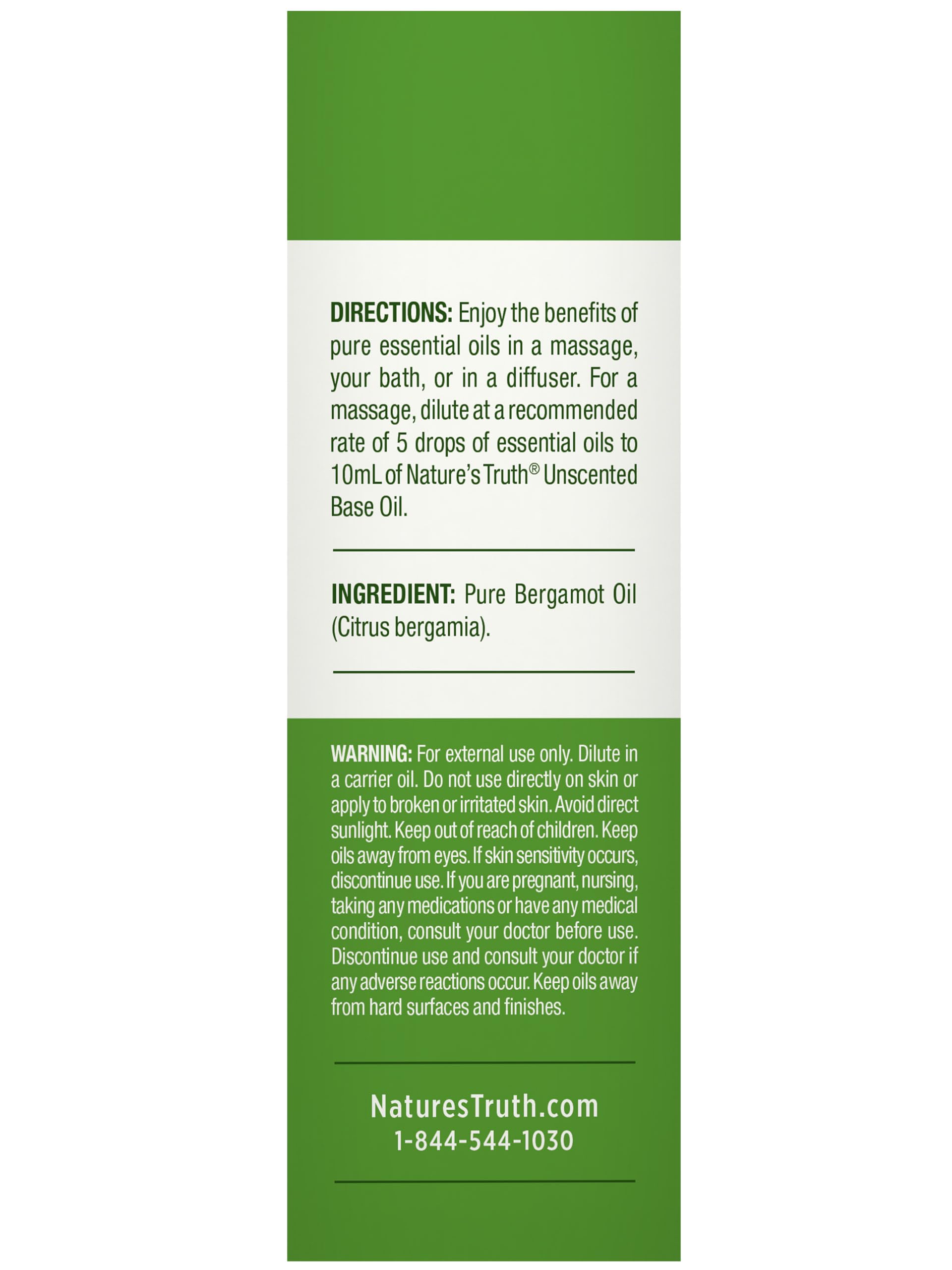 Nature's Truth Bergamot Essential Oil - 100% Pure, 0.51 Fl Oz for Aromatherapy, Stress Relief & Skin Care | Perfect for Diffusers, Massage & DIY Beauty Products