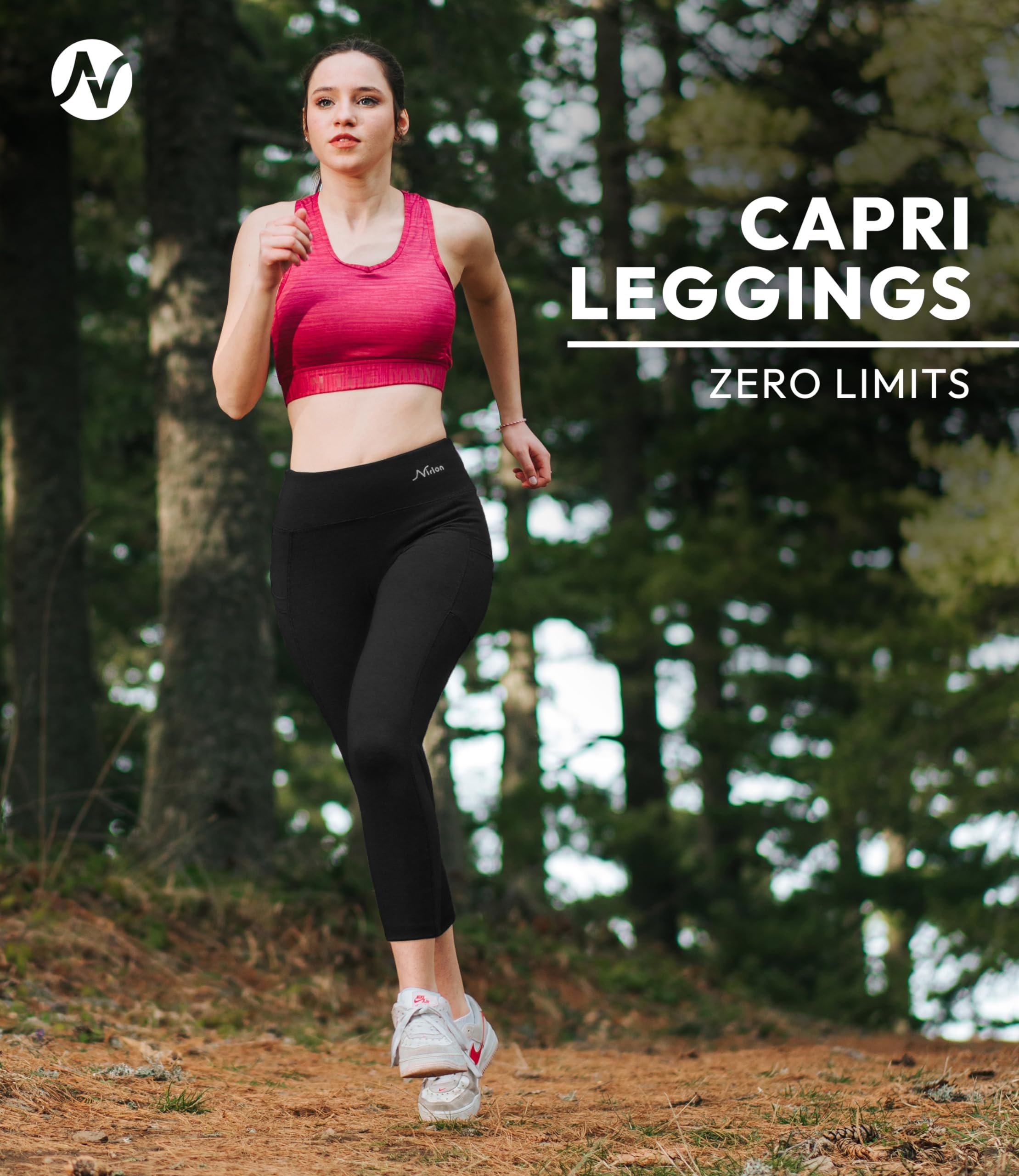 Breathable High Waisted Capri Leggings for Women with Pockets - Nirlon Workout & Yoga Pants - Perfect for Running, Gym, Travel & Casual Wear