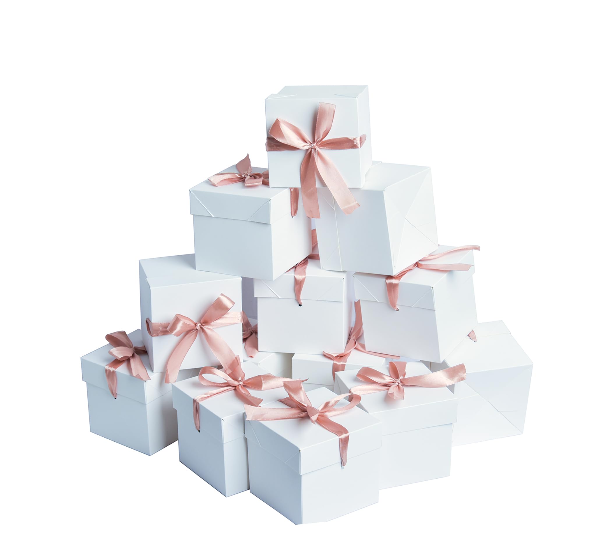 12 Pack 6x6x6 Inch White Gift Boxes with Lids & Ribbon - Elegant Square Gift Packaging for Weddings, Christmas, Birthdays, Valentine's Day - Perfect for Jewelry, Candles & Party Favors