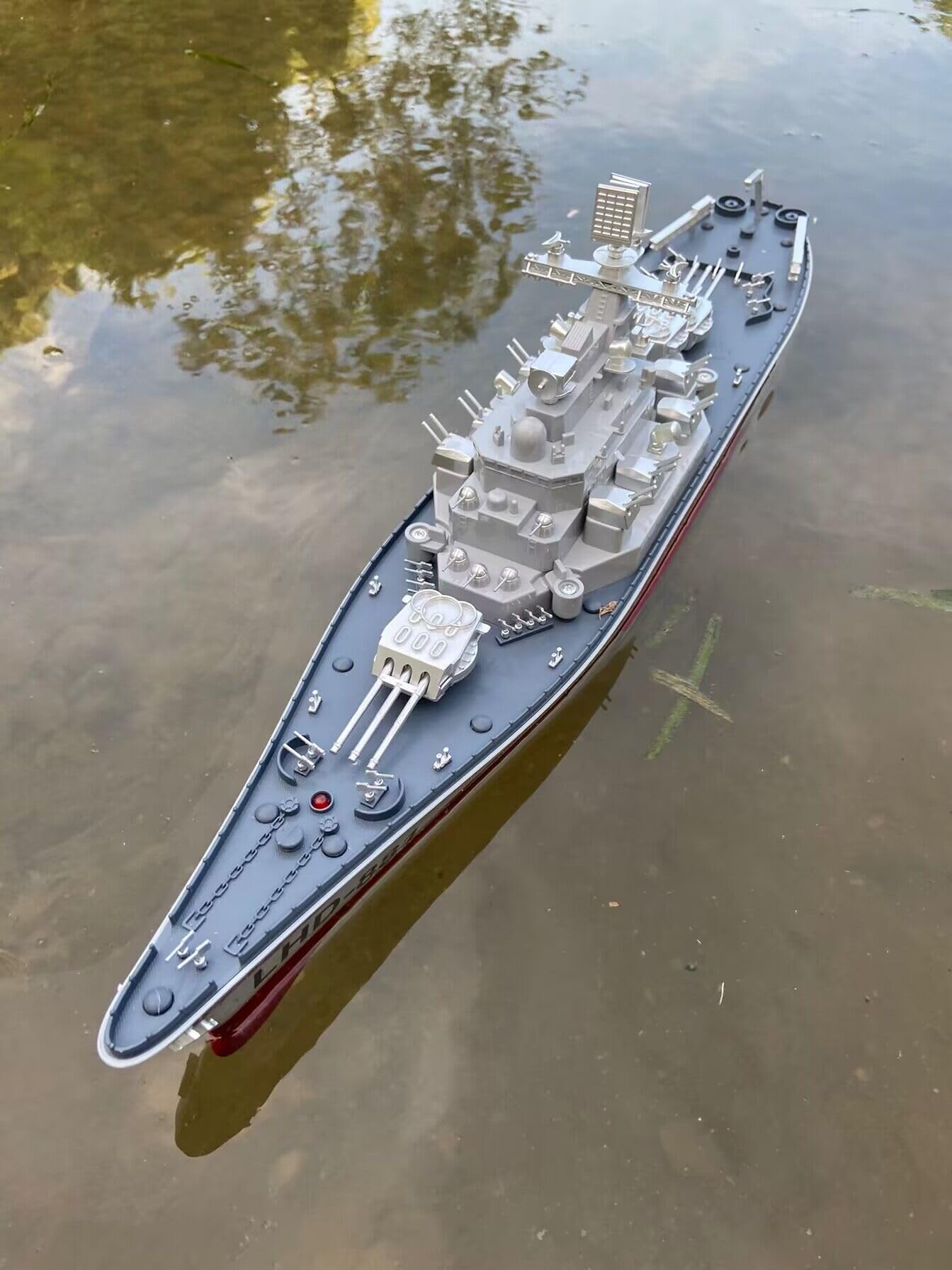 SOWOFA 24-inch Louisiana Class RC Cruiser Warship - Electric Remote Control Boat with Super Long Hull, Military Toy for Kids, Launchable Aircraft Carrier Model - Perfect for Pool Play, Battles, and Collectors