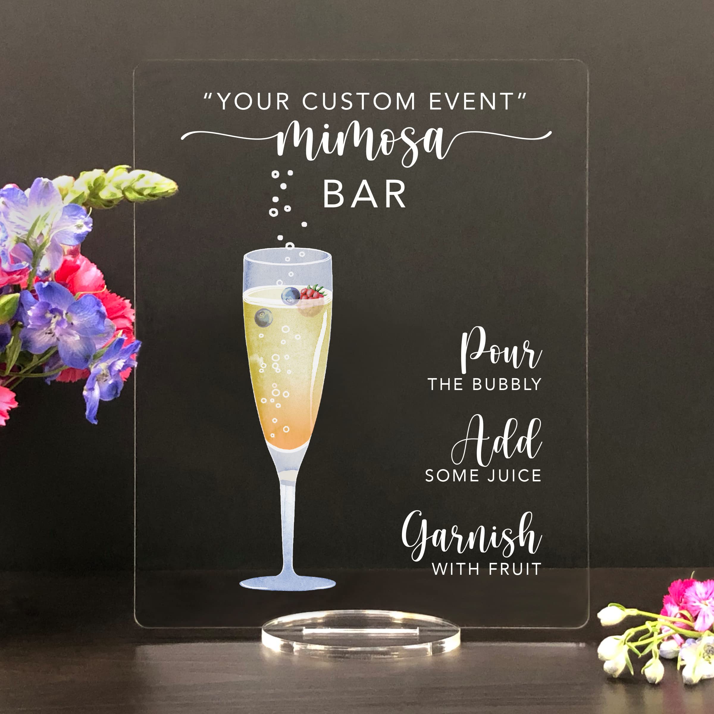 Custom Mimosa Bar Sign - Elegant Bridal Shower & Wedding Cocktail Menu Sign - Perfect for Weddings, Baby Showers & Special Events - DIY Drink Station Decor
