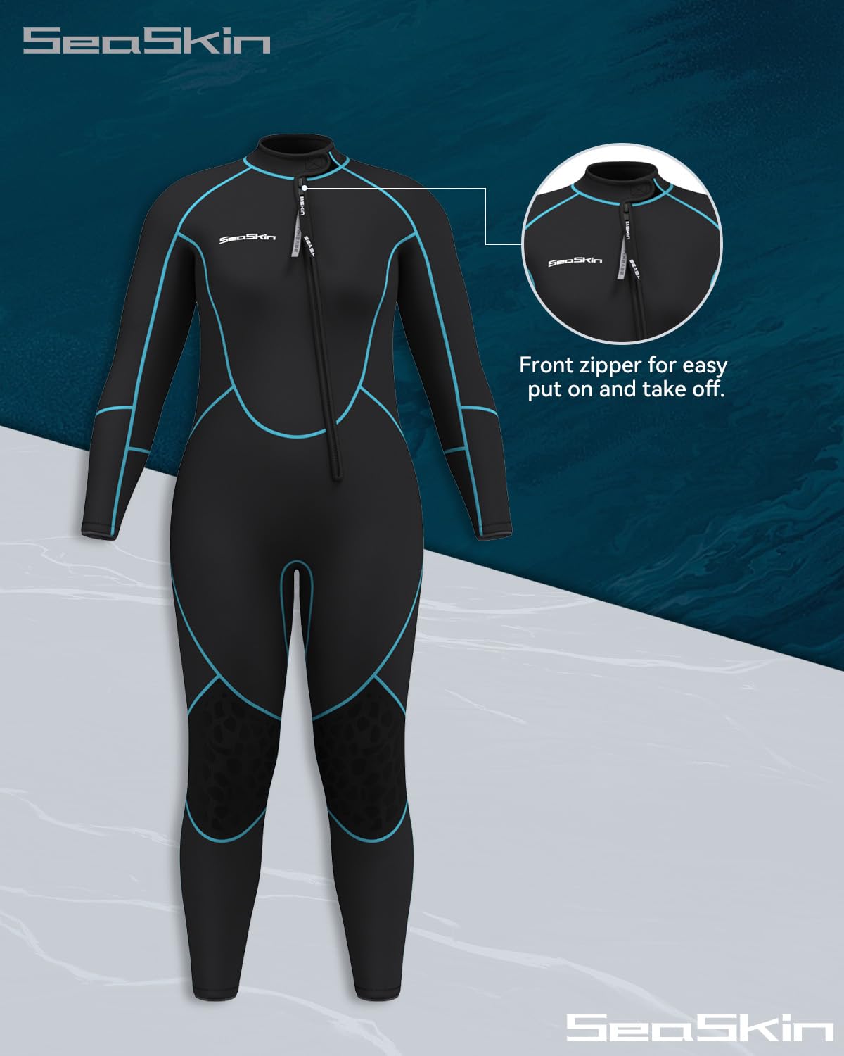 Seaskin Plus Size 3mm Full Wetsuit for Men & Women - Scuba Diving, Surfing & Water Sports