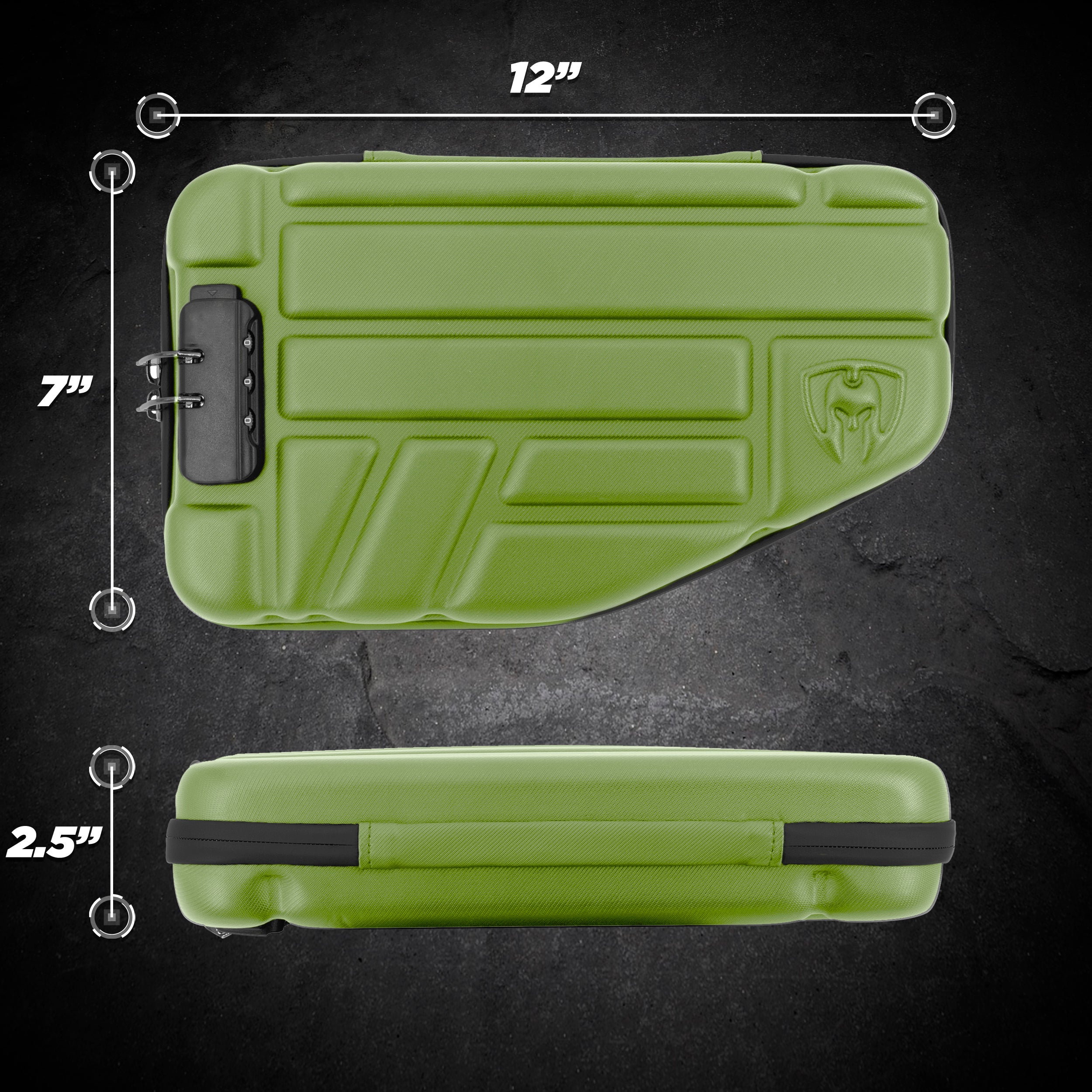 Premium CASEMATIX Locking Pistol Case for Small to Large 9mm Handguns - Secure Storage with Extra Magazine & Attachment Space - Heavy Duty Green Gun Case with Locking Zippers - Perfect for Range, Travel & Home Security