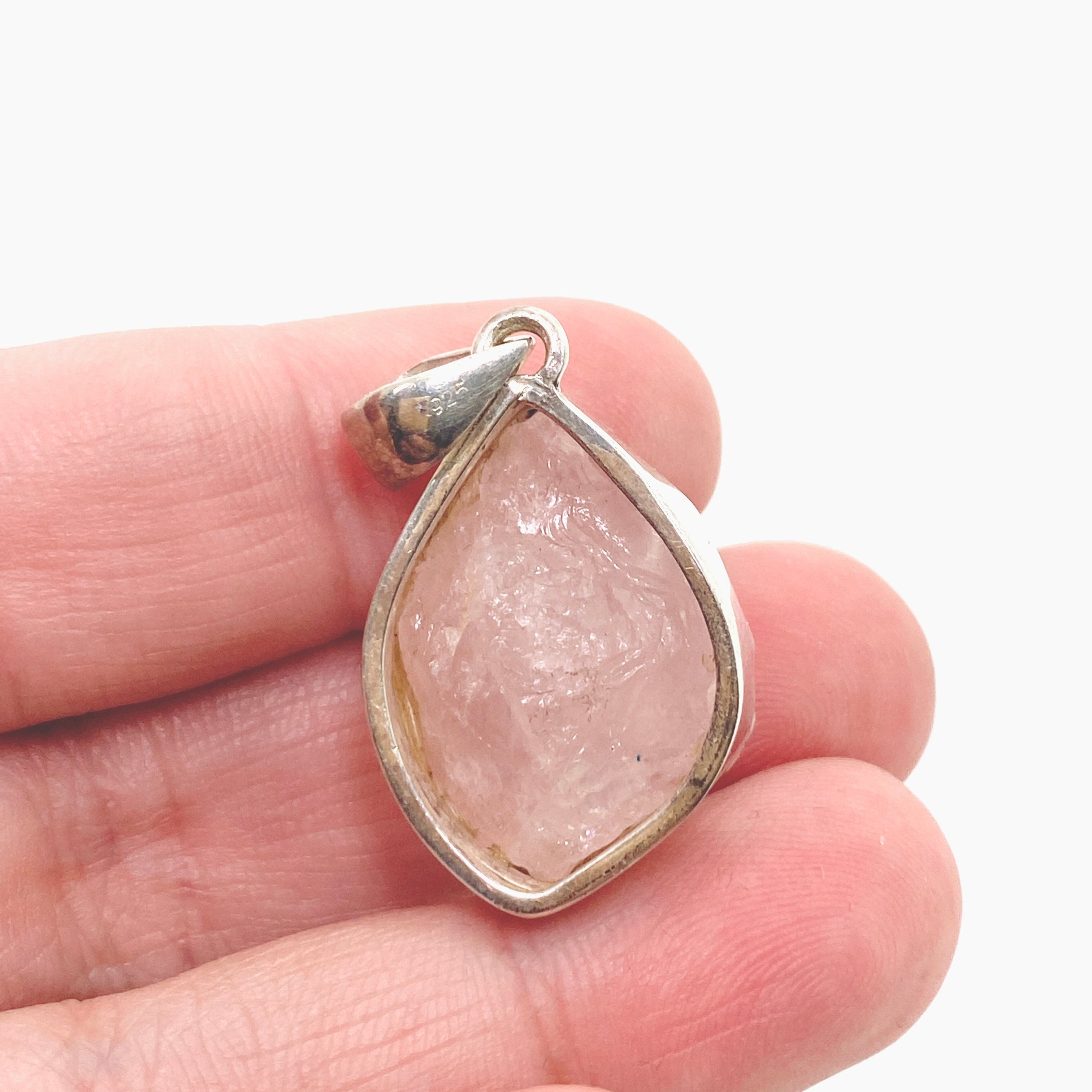 Natural Rose Quartz Raw Stone Pendant Necklace KPGJ1510 - Healing Crystal Jewelry for Love & Harmony, Perfect for Meditation & Gifting