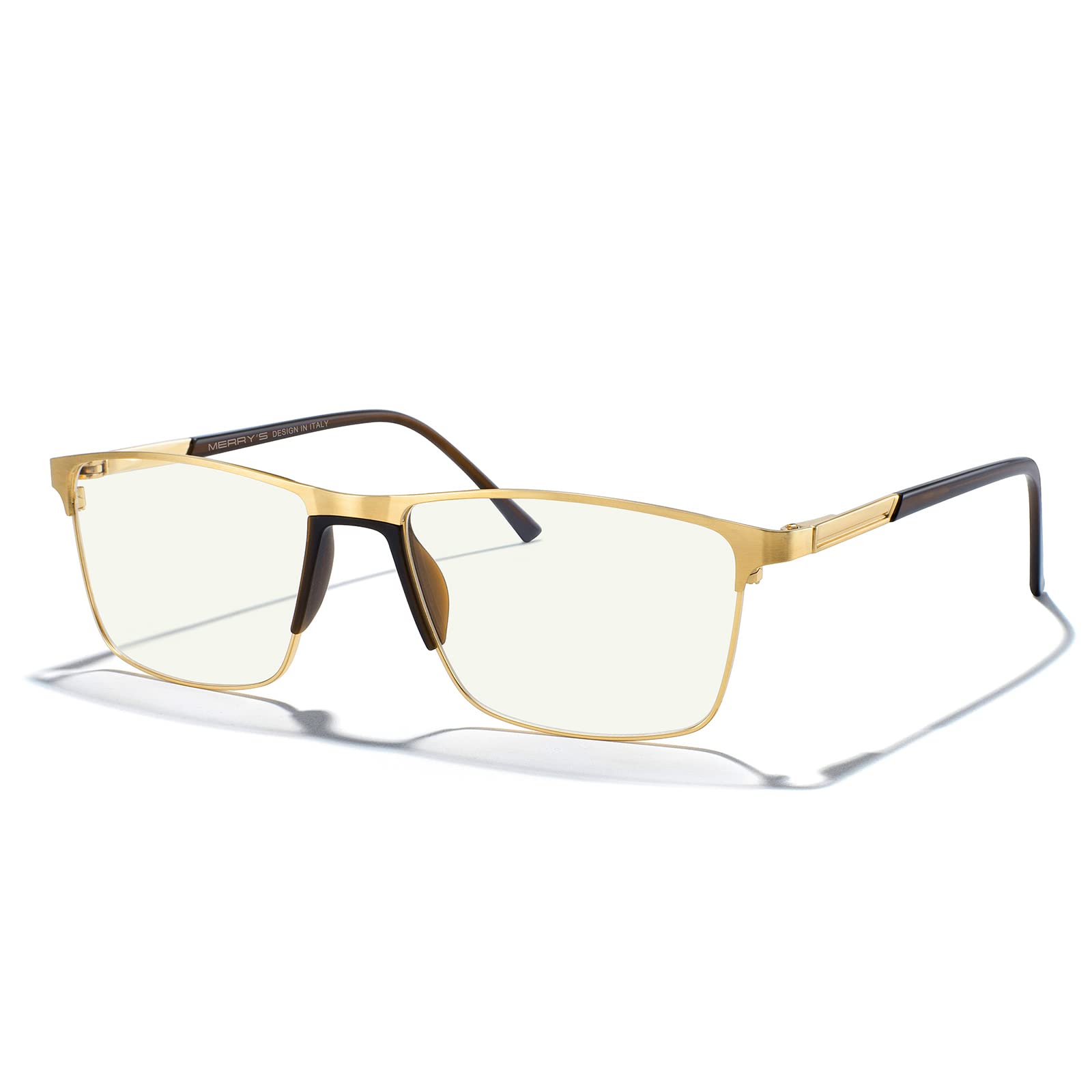 Blue Light Blocking Glasses for Men - Anti Eye Strain Reading Glasses with Metal Frame & Spring Hinge | Computer Glasses for Office Work, Gaming & Screen Time
