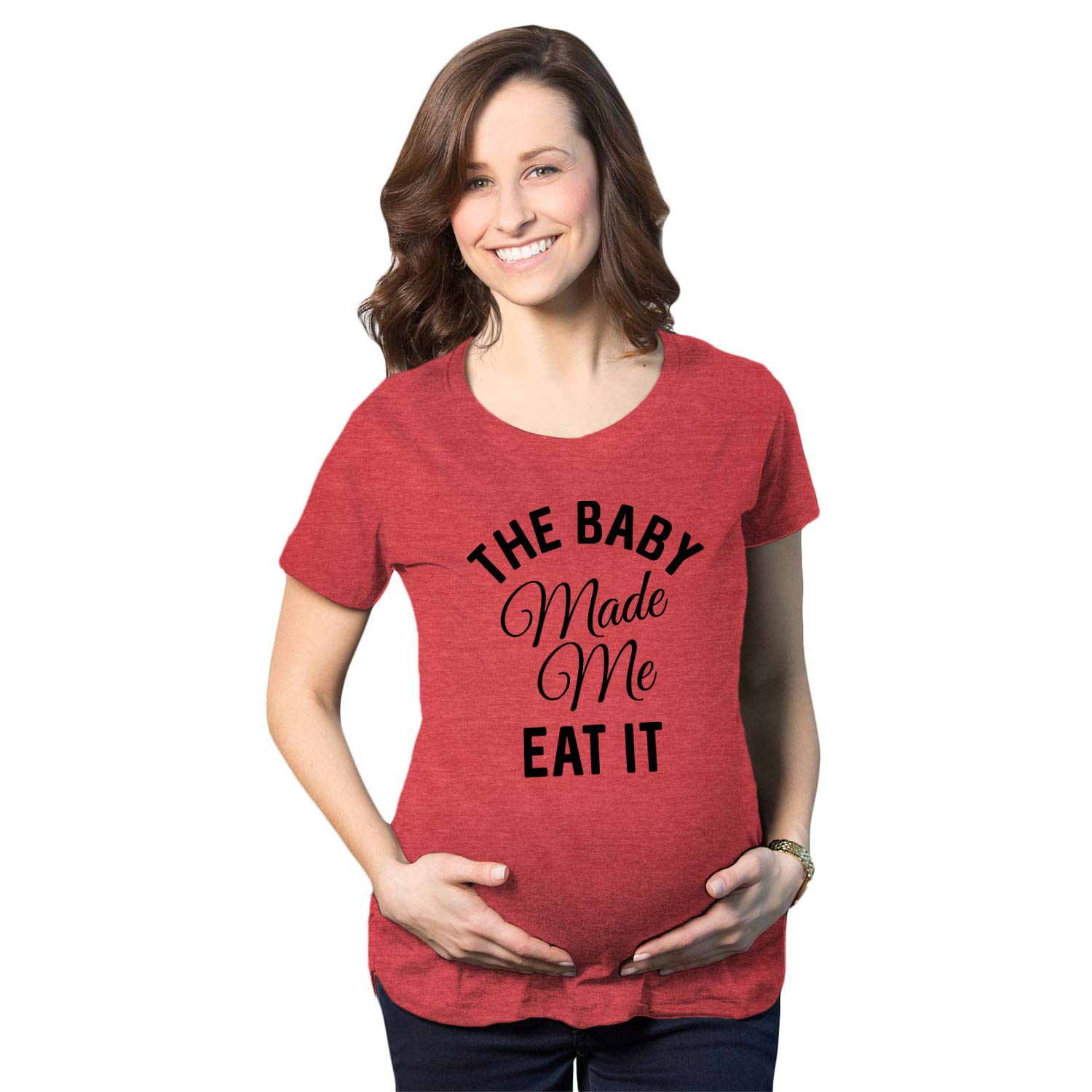 Funny Pregnancy Announcement T-Shirt - 'The Baby Made Me Eat It' Maternity Graphic Tee for Expecting Moms | Perfect for Baby Showers & Gender Reveals