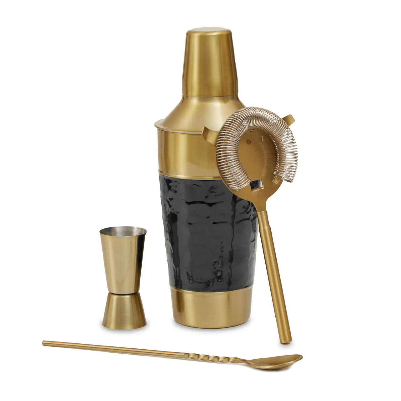 Caroline Black Enamel Cocktail Set - Vintage Style Barware for Home Entertaining, Perfect for Parties & Mixology Enthusiasts
