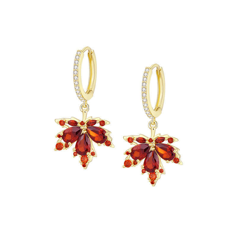 14K Gold Plated Maple Leaf Earrings for Women - Elegant Dangle Drop Earrings for Everyday Wear | Perfect Gift for Birthday, Anniversary & Mother's Day | GS040