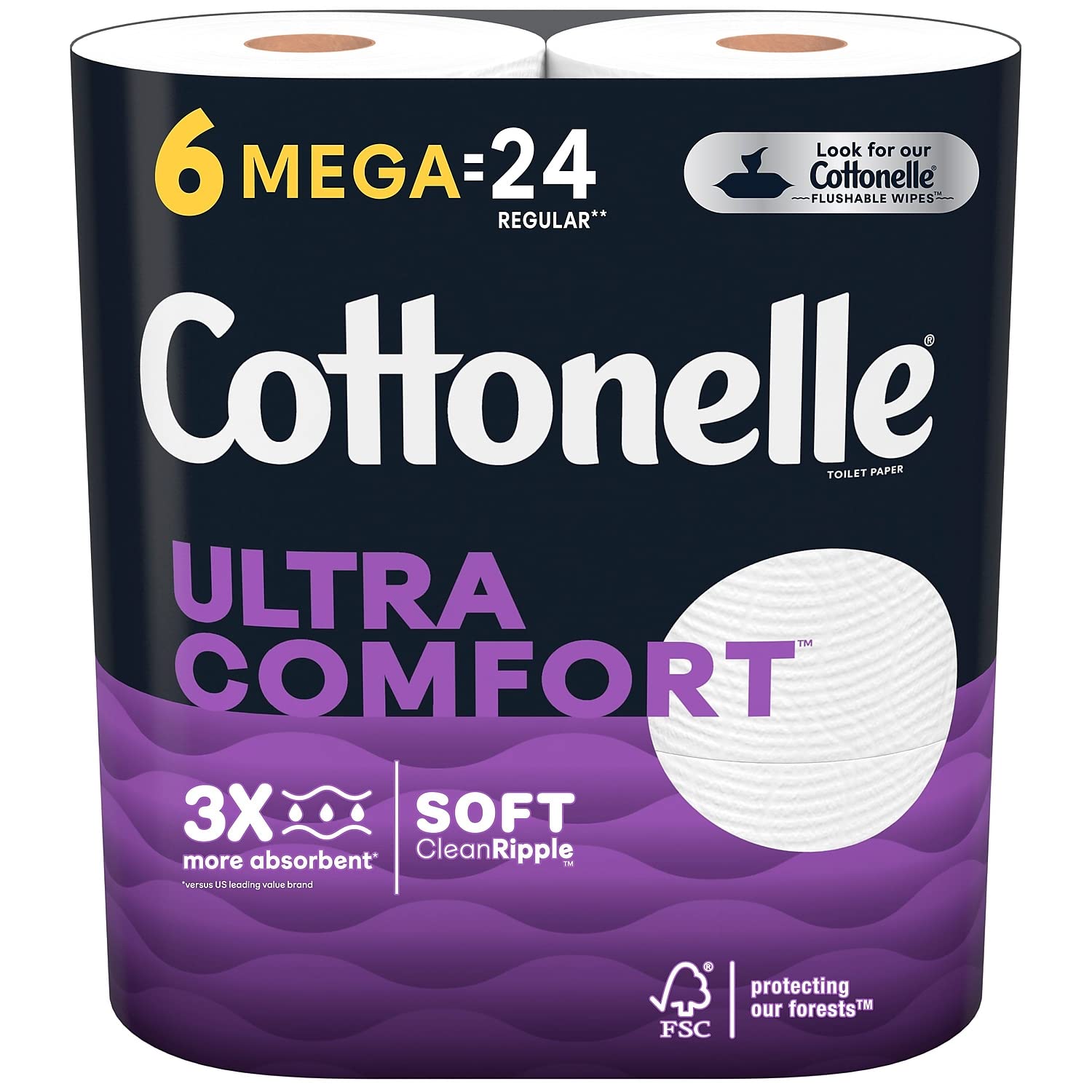 Cottonelle Ultra ComfortCare Toilet Paper - 6 Mega Rolls (Equals 24 Regular Rolls) | Ultra Soft Bath Tissue for Sensitive Skin | Perfect for Home, Office & RV Use