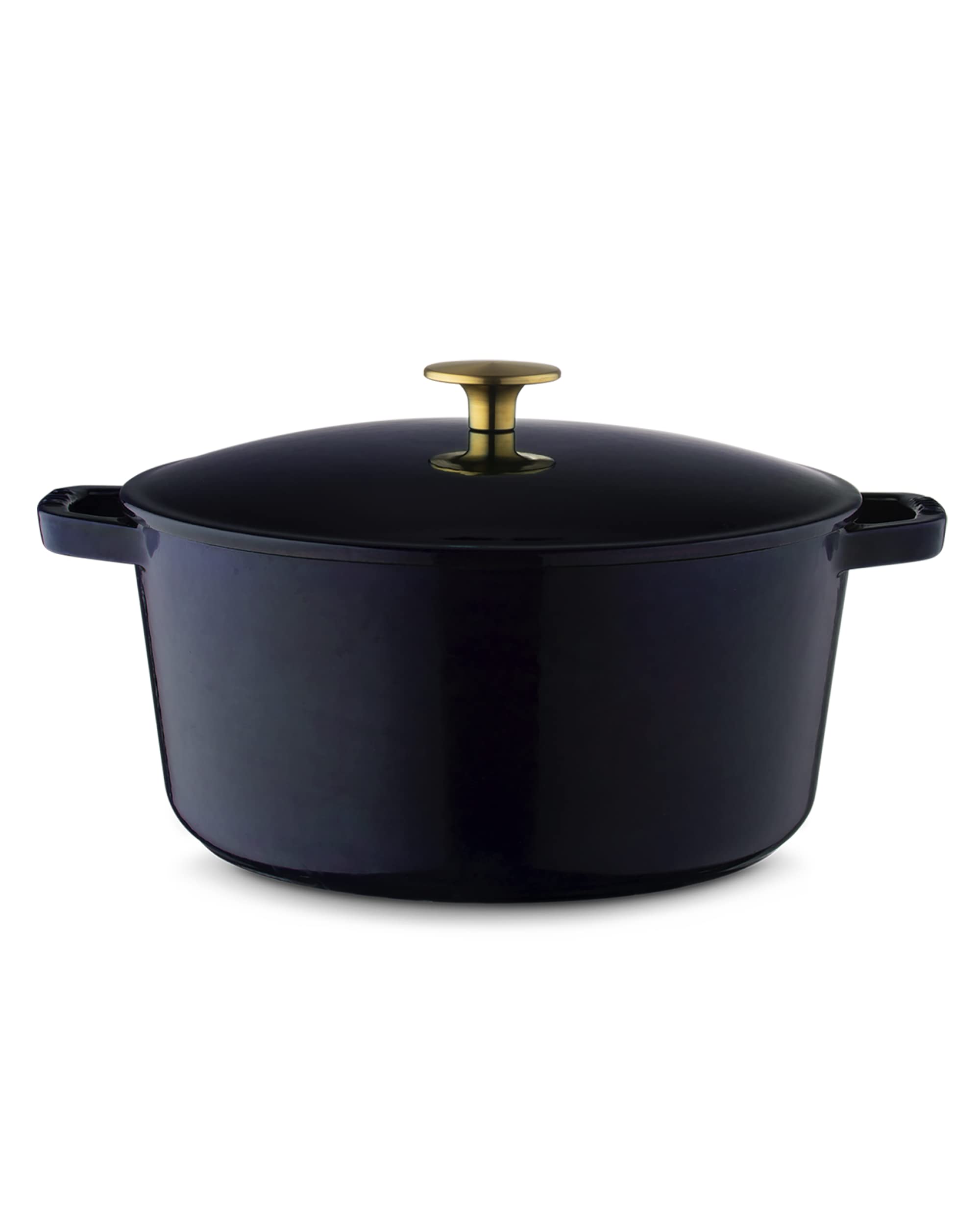 Premium Milo by Kana 3.5-Quart Enameled Cast Iron Dutch Oven with Lid - Navy Blue & Gold Knob | Heavy Duty Casserole Pot for Baking, Roasting & Slow Cooking | Oven & Dishwasher Safe Enamel Coated Cookware | Perfect for Soups, Stews & Family Dinners