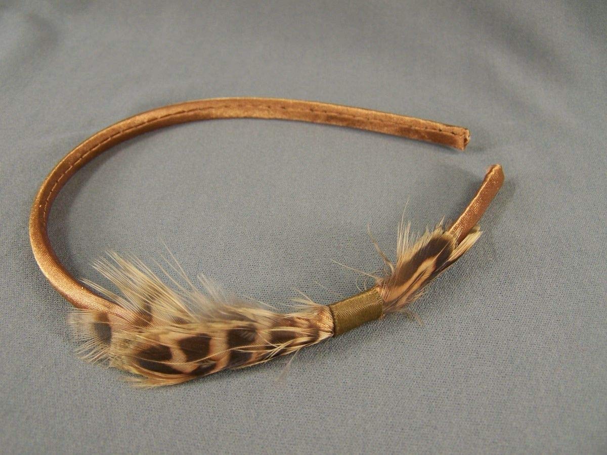 Copper Dark Brown Feather Headband - 3/8
