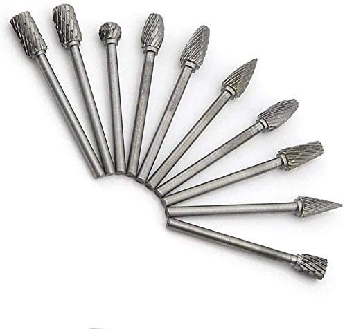 10pcs Tungsten Carbide Rotary Burr Set for Dremel Tools - High-Speed Steel Twist Drill Bits for Wood Carving, Engraving & Metal Drilling - Perfect for DIY Crafts, Jewelry Making & Home Improvement Projects